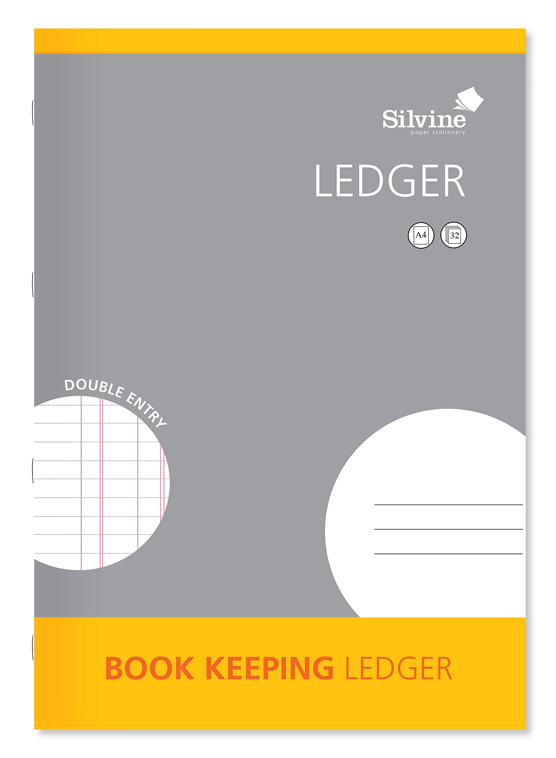 Silvine A4 Double Entry Account Book Ledger - 32 Pages, 6-Pack | Model SJA4L-P