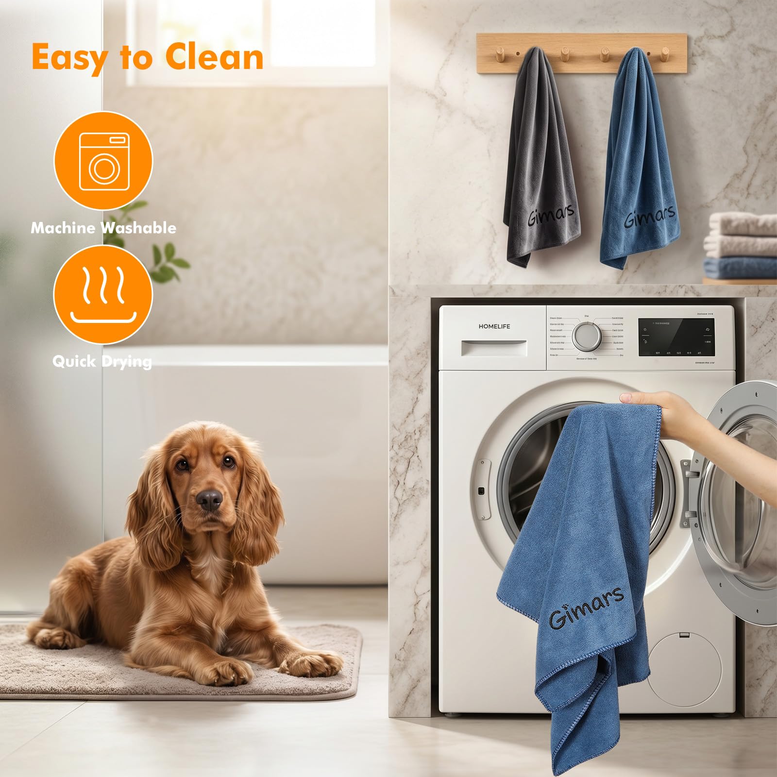 Gimars Super Absorbent Microfibre Dog Towel - 2 Pack, 75x35cm, Quick Dry 6