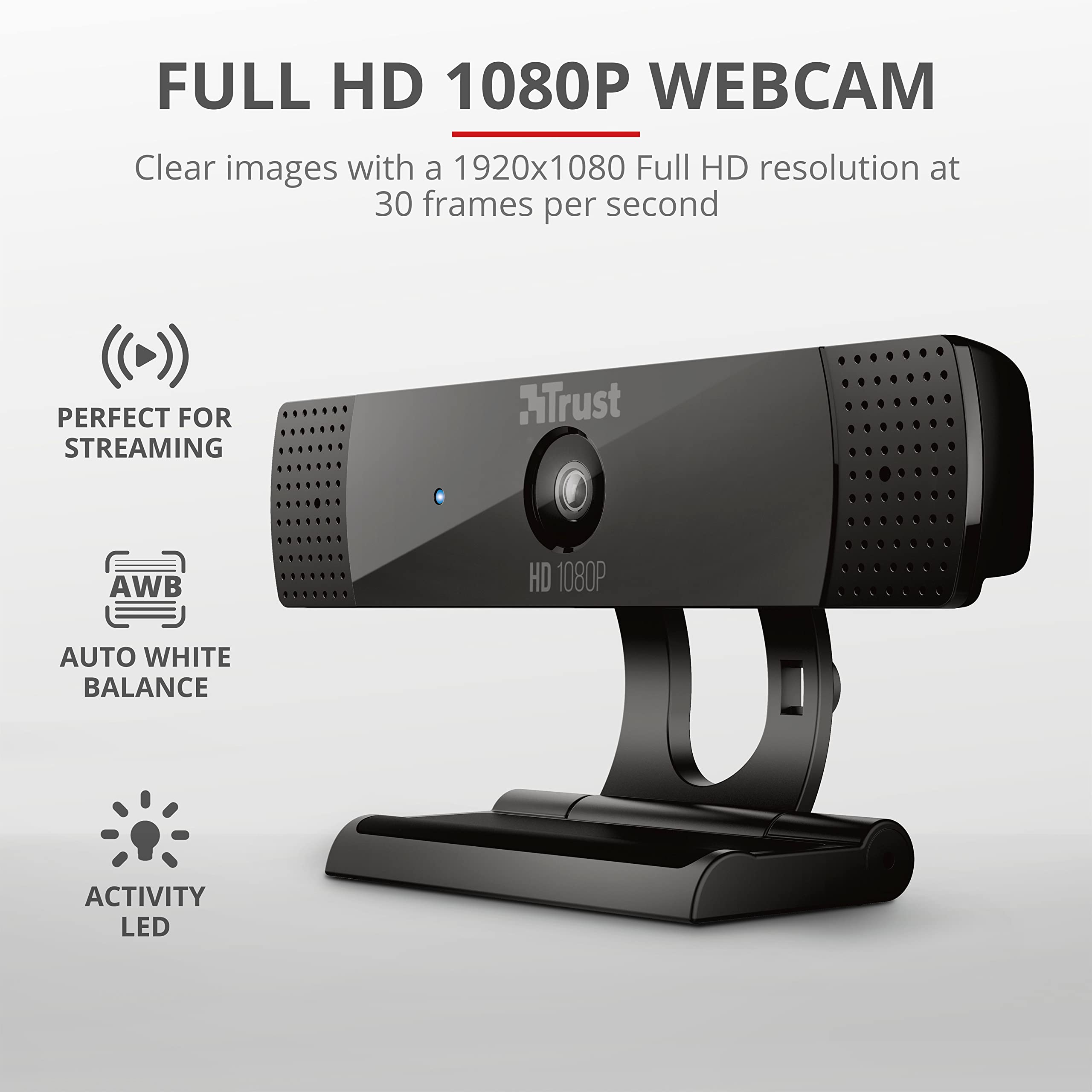 Trust Gaming GXT 1160 Vero Full HD 1080p Webcam mit eingebautem Mikrofon