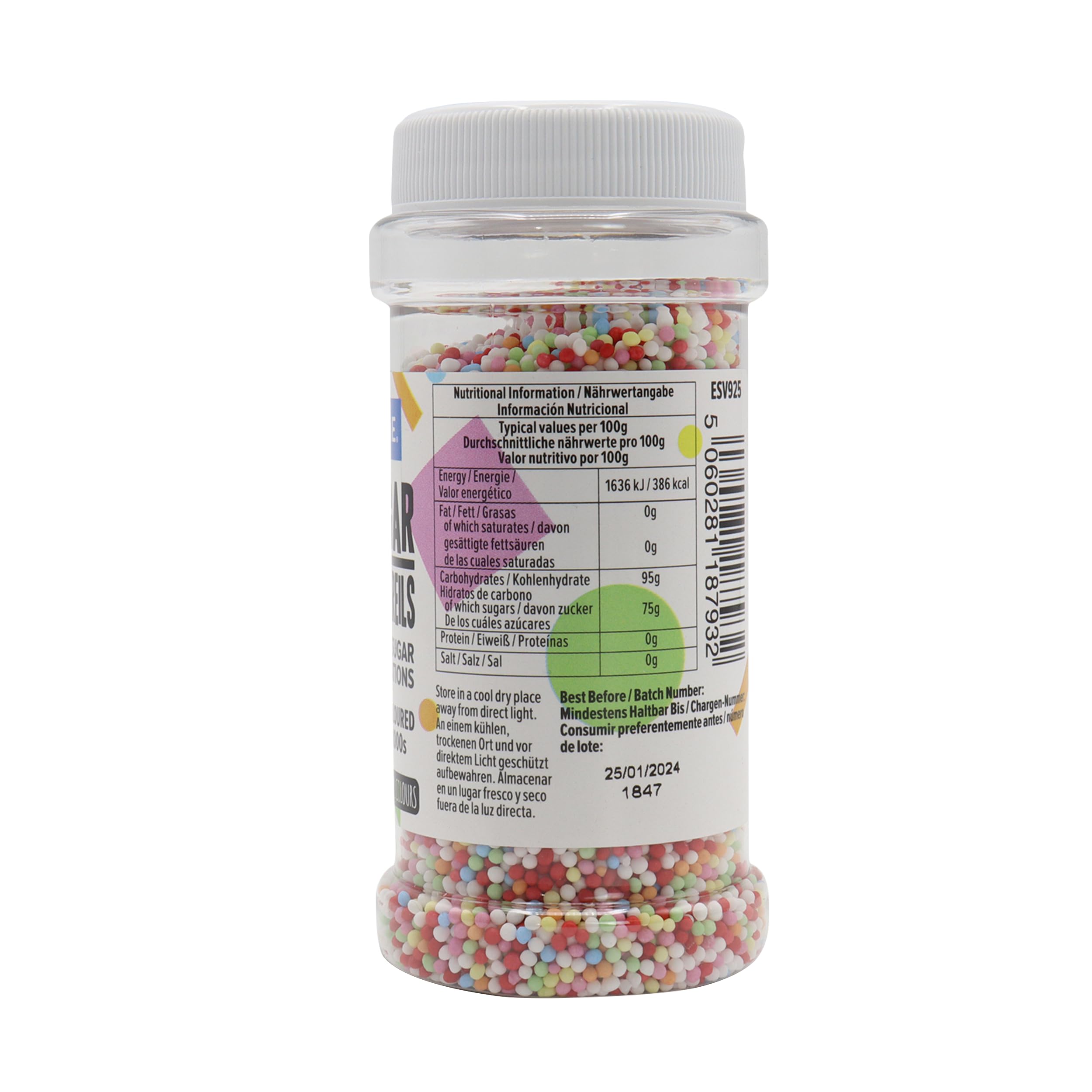 PME Multi Coloured Nonpareils Sprinkles - Free from Artificial Additives | 80 g 3