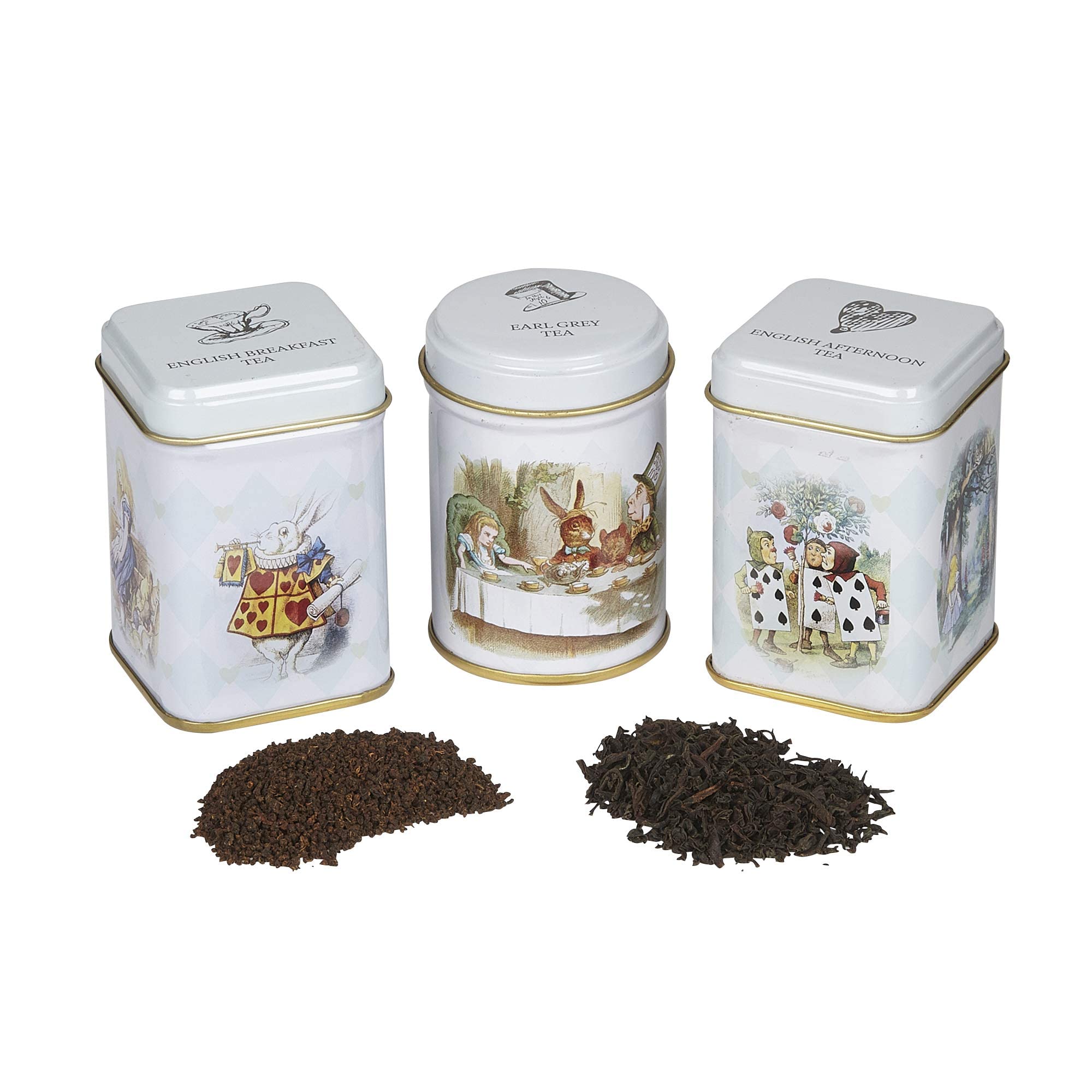 New English Teas Alice in Wonderland Triple Mini Tin Set - Loose Leaf Black Tea Collection 3