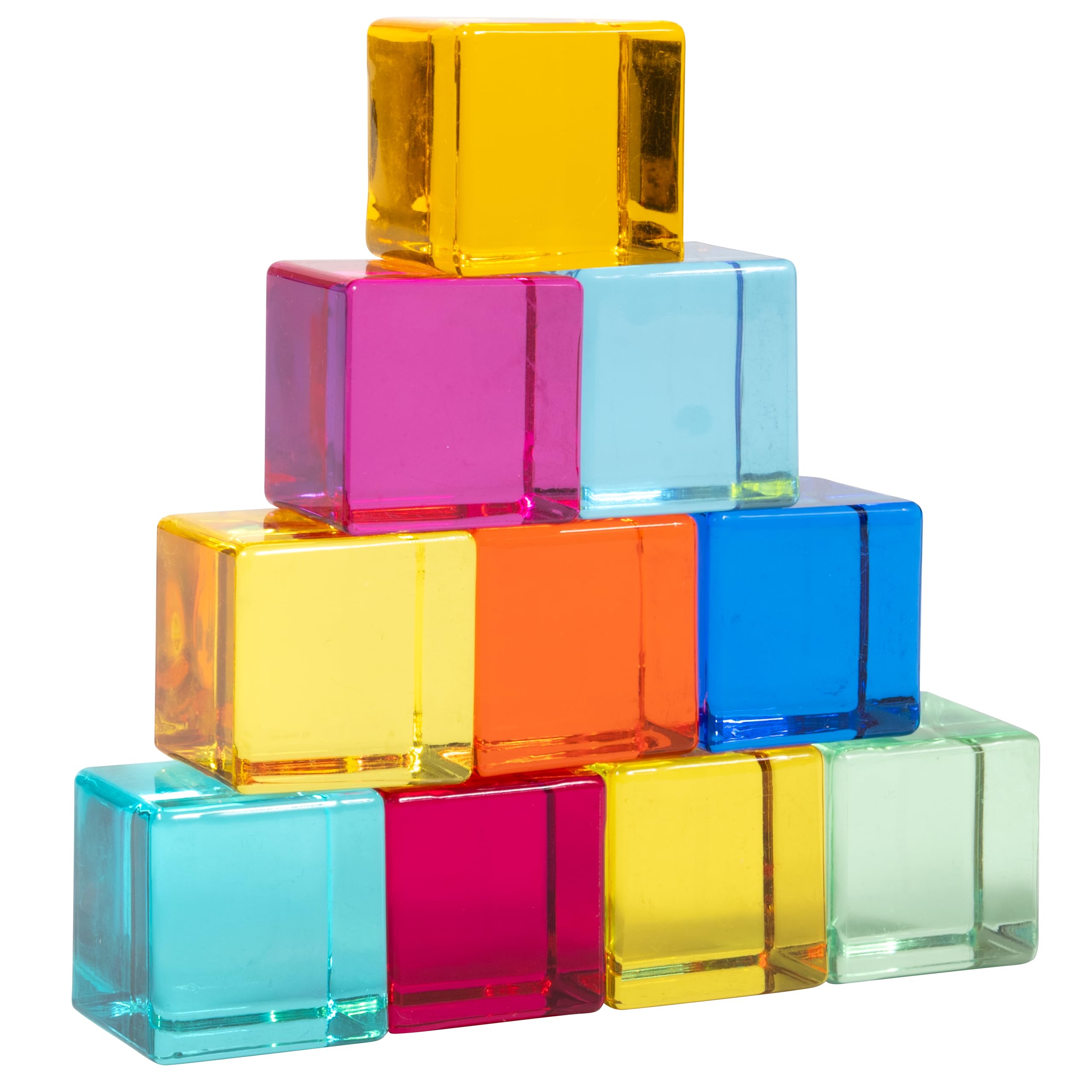 tickit Gem Cubes - Rainbow Acrylic Building and Stacking Toy | Set of 10 | Ages 3+