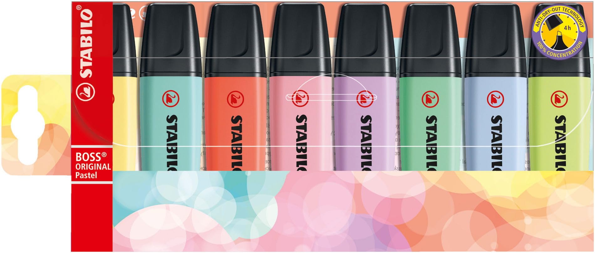 STABILO BOSS ORIGINAL Highlighter - Pastel Wallet of 8 Assorted Colours | Chisel Tip | 4 Hr Dry-Out Protection
