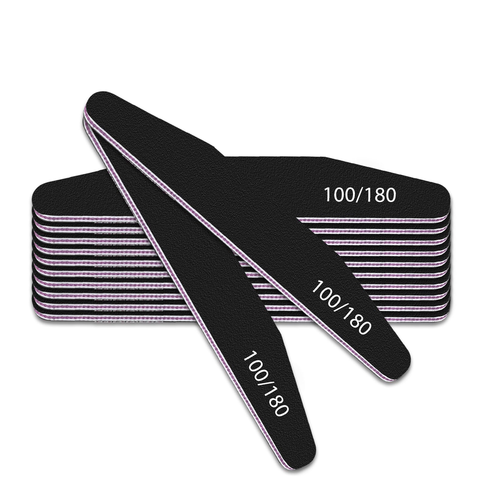 elzle Professional Nail Files Set - 10 Pcs Double-Sided 100/180 Grit Emery Board