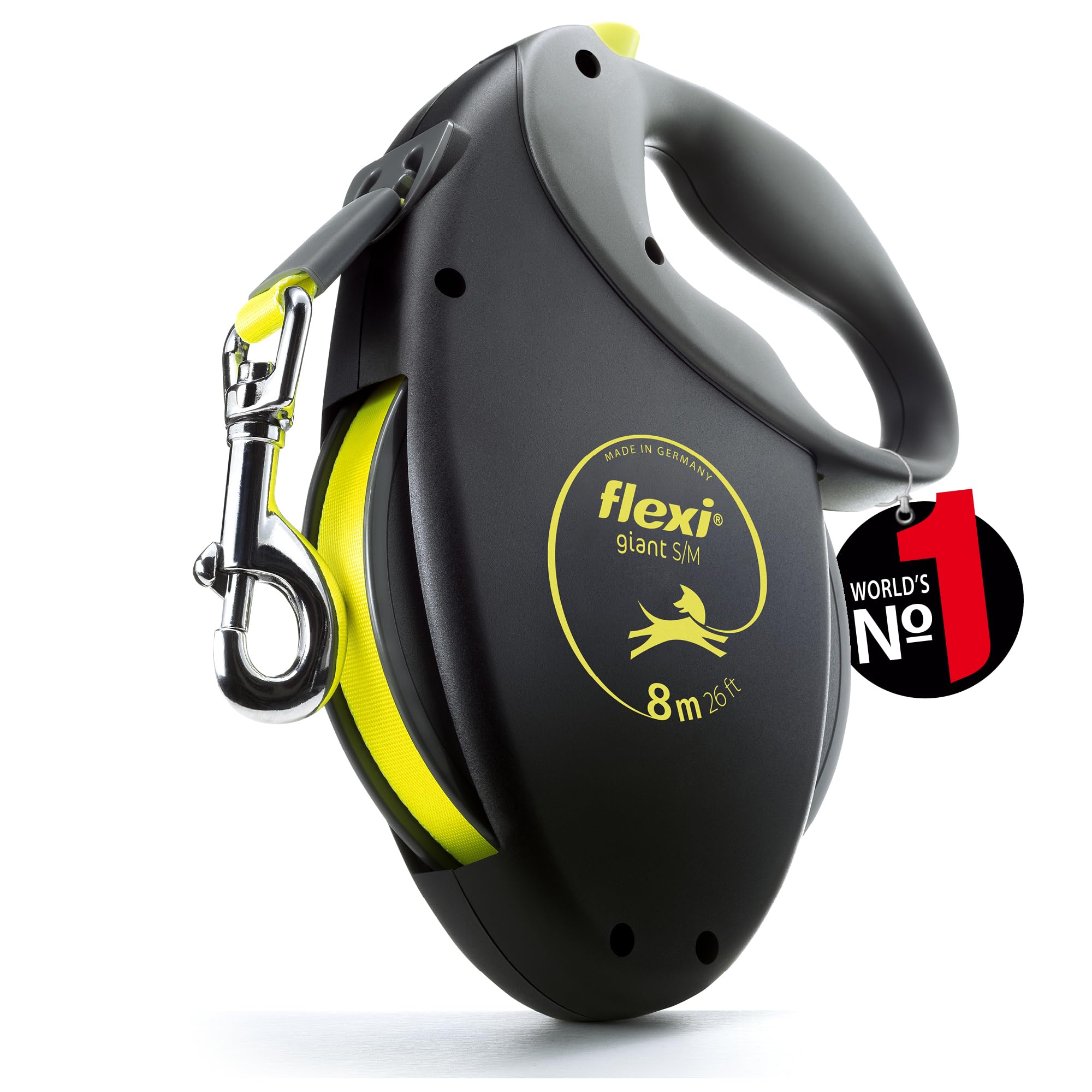 flexi Giant Retractable Tape Lead - 8m Length | For Dogs up to 25 kg | Yellow