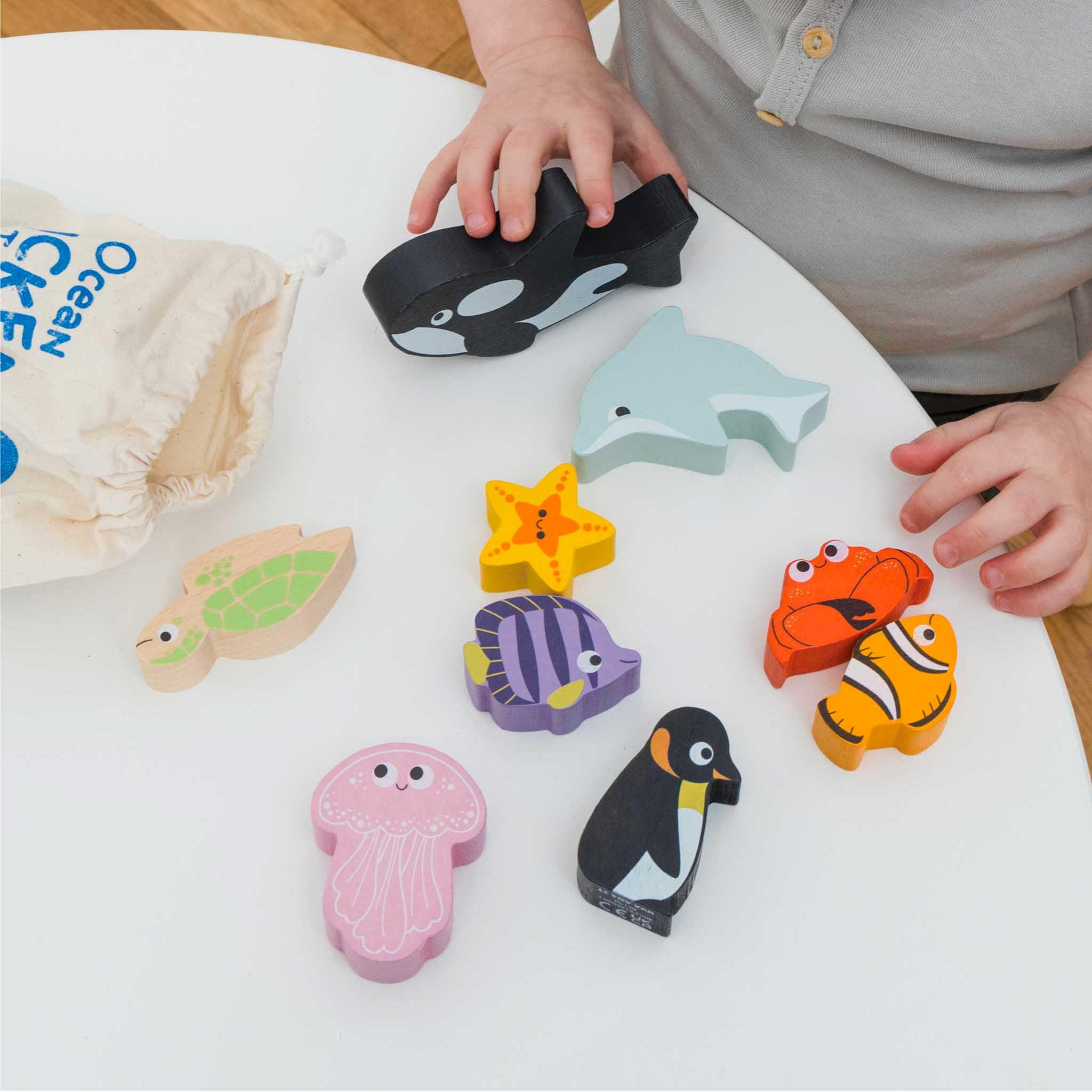 Le Toy Van Petilou Wooden Ocean Stacking Animals - Sensory Play & Motor Skills Development | Ages 18m+ 6