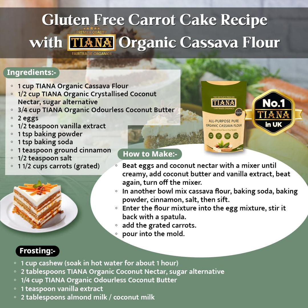 TIANA Organic Gluten-Free Cassava Flour 500g - 1:1 Wheat Flour Substitute