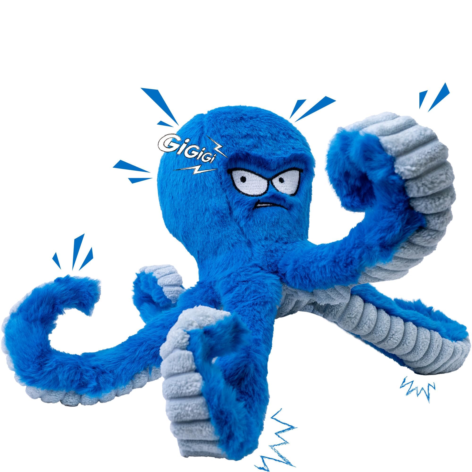 LEGEND SANDY Tough Squeak Dog Toy - Heavy Duty, Waterproof Lining, Blue Octopus