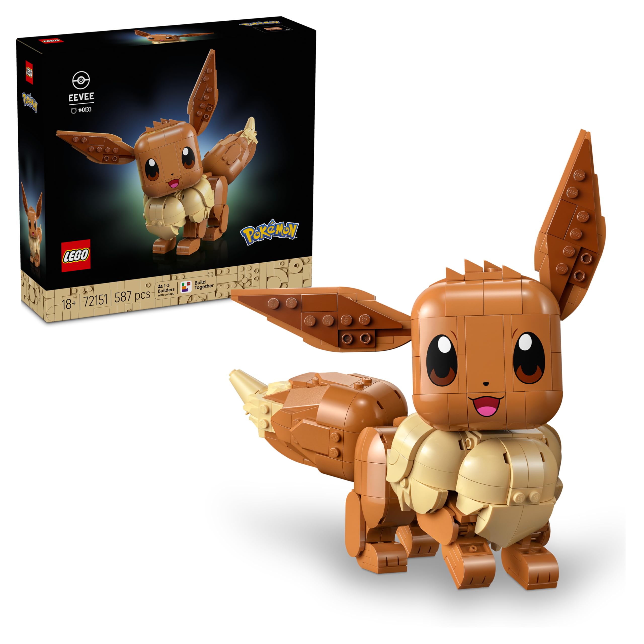 LEGO Pokémon Eevee Figure Building Set 72151 for Adults | 587 Pieces | Posable