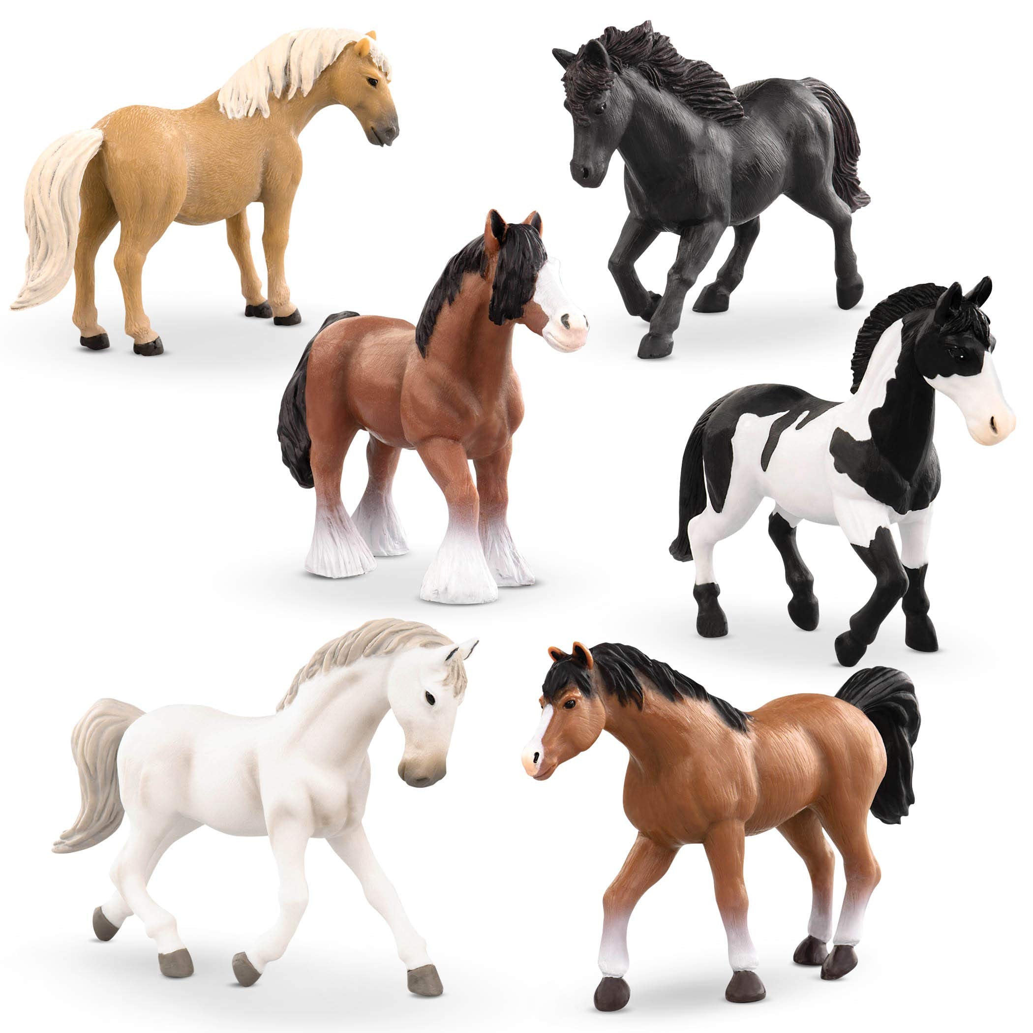 Terra by Battat 6-Piece Realistic Horse Figurines Set - 6-Inch Plastic Animal Play Figures for Kids 3+