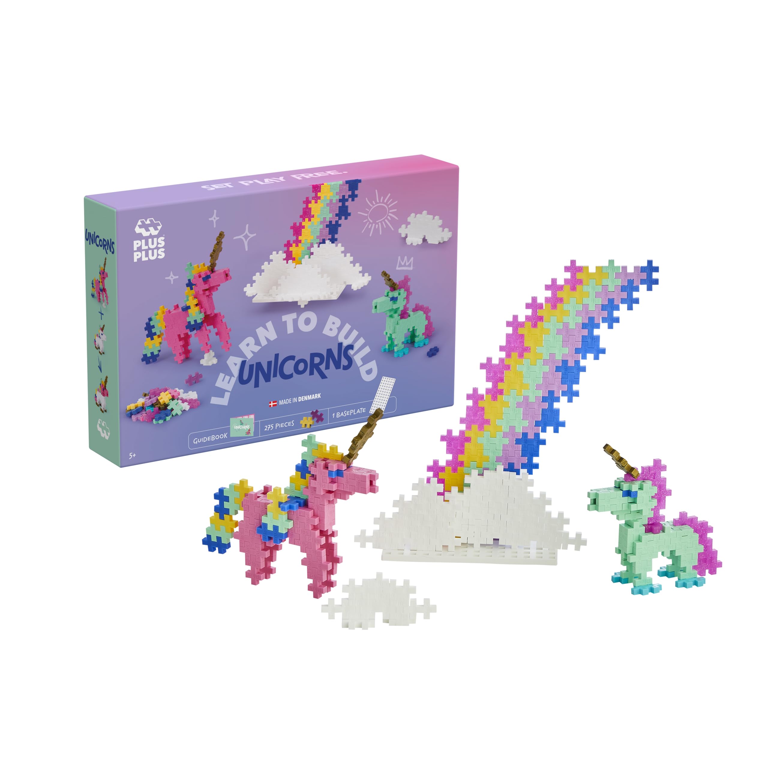 PLUS PLUS Learn to Build Unicorns Building Set - 275 Pieces, Ages 5+
