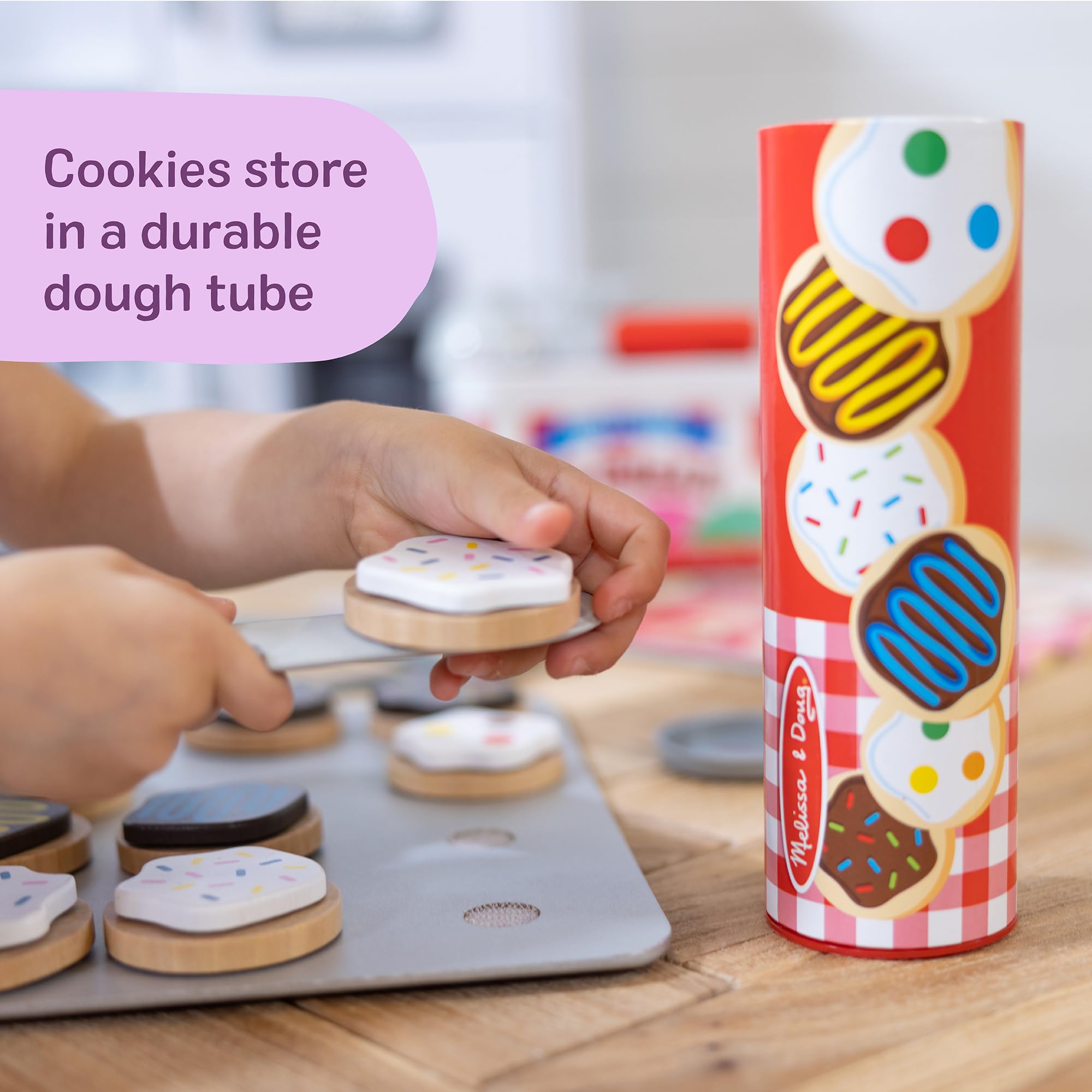 Melissa & Doug Slice and Bake Wooden Cookie Play Food Set | Ages 3-5 | Includes 12 Cookies 7