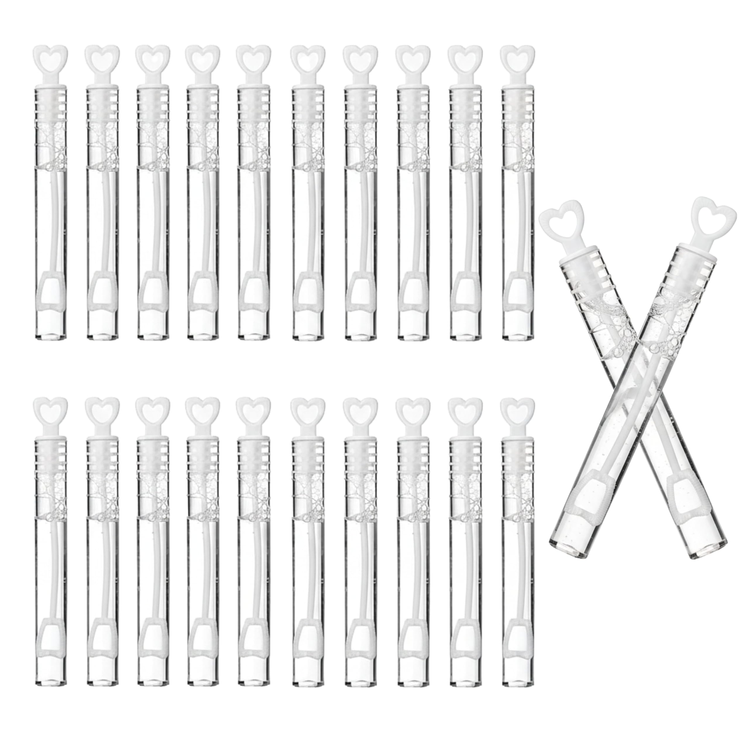 SHATCHI 96 pcs Heart Shape Bubble Tubes with Solution - Party Favors & Decor 1