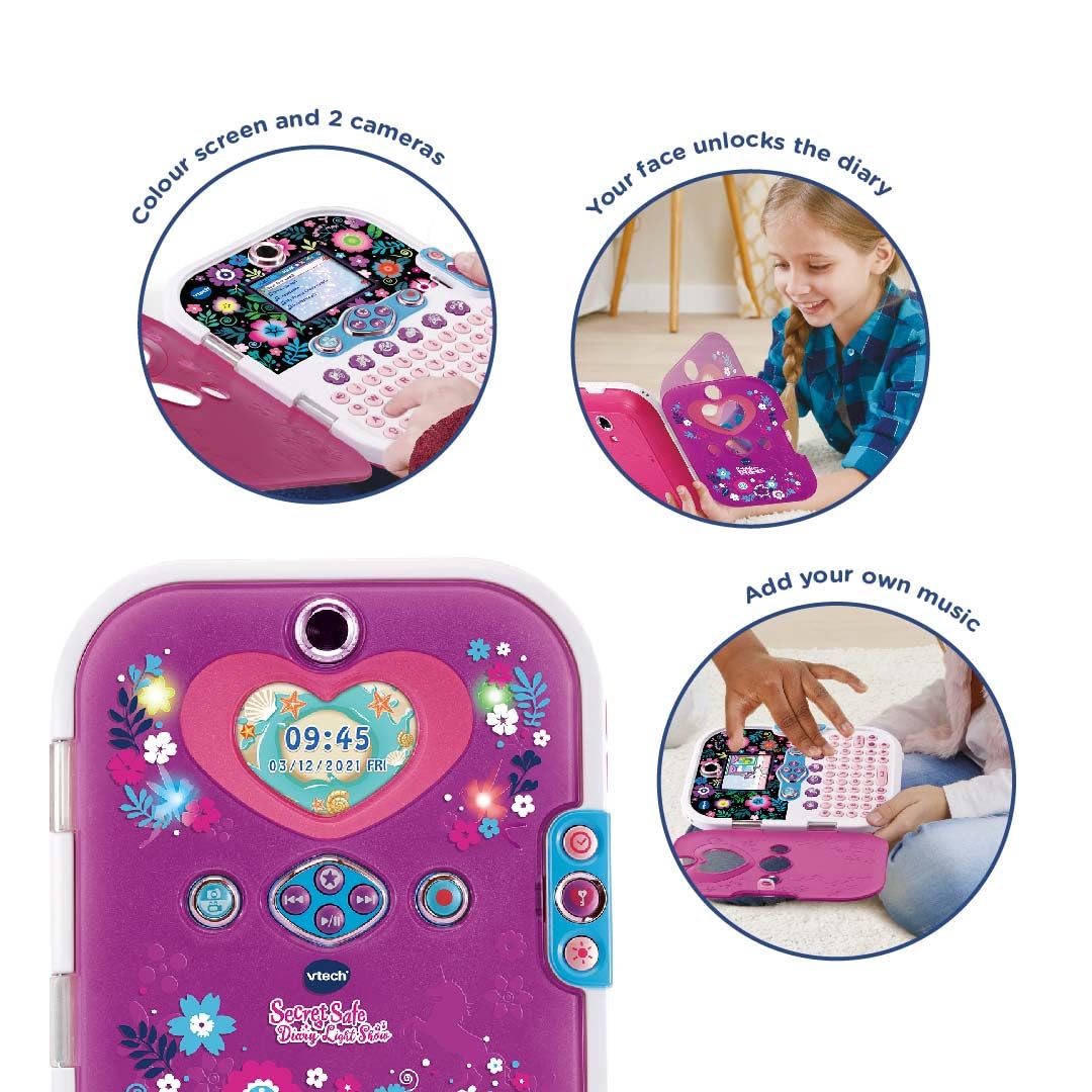 VTech Purple Secret Safe Diary Light Show | Face Recognition, Games, Ages 6+
