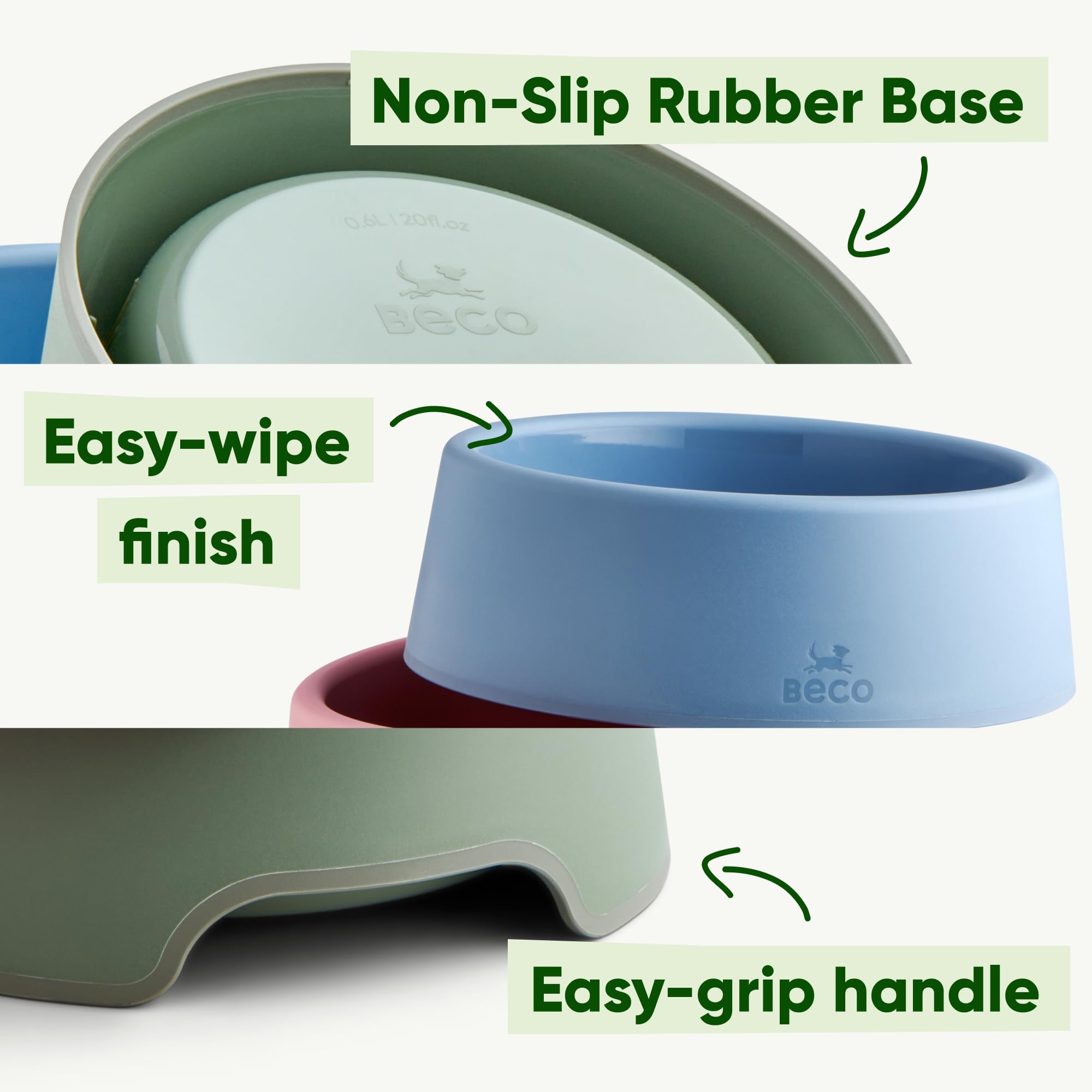 Beco Dog Bowl - Steady Non-Slip Food & Water Bowl | Large | Recycled Plastic 3