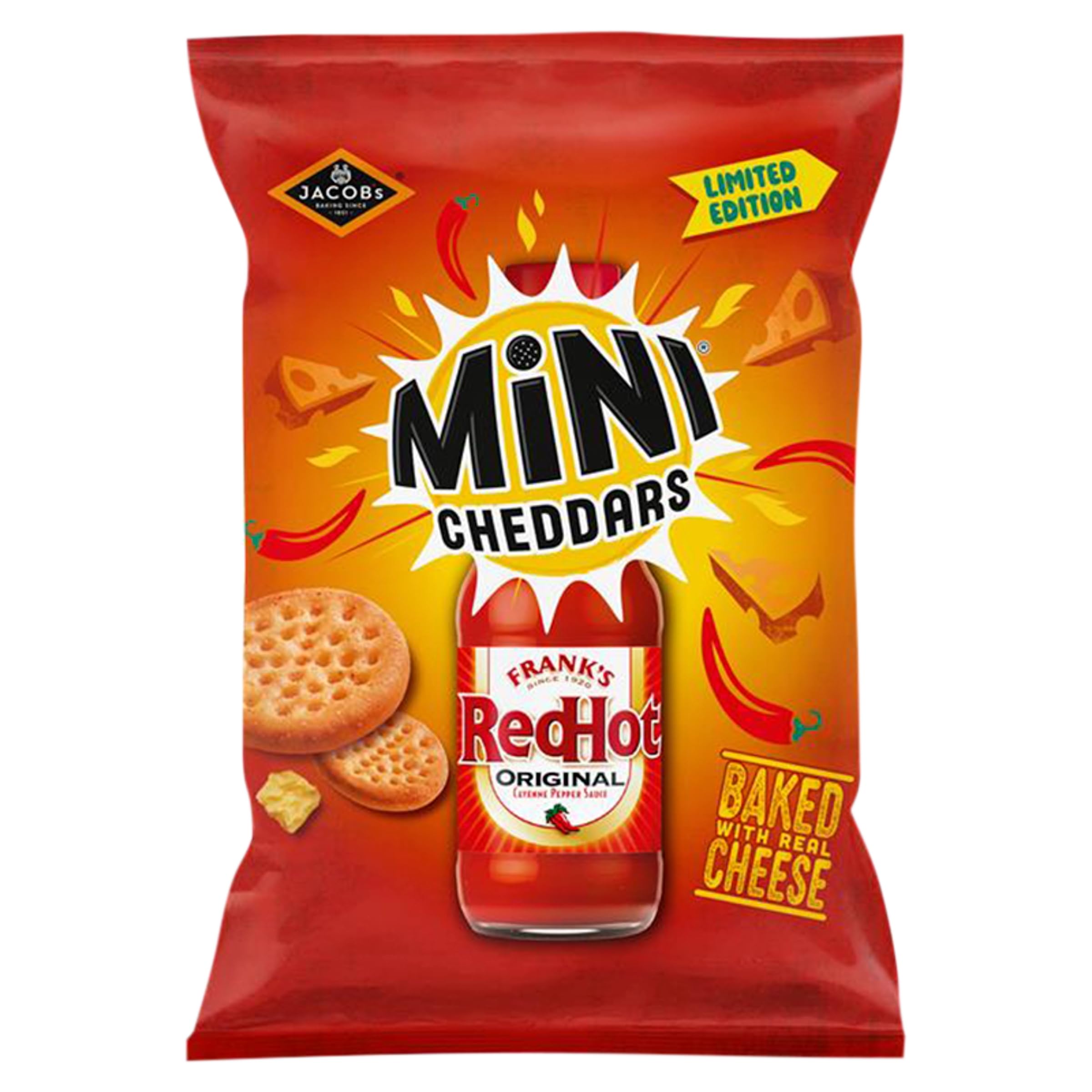 JACOB'S Mini Cheddars Franks Red Hot Original Baked Snacks Share Bag | 150g | 10 Pack 2