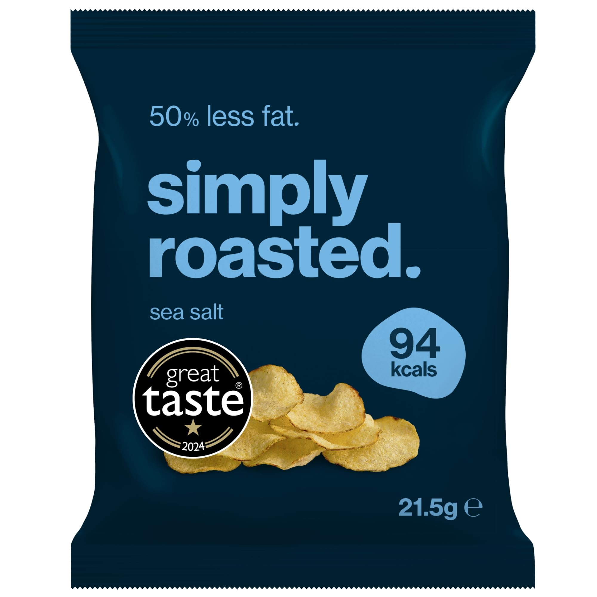 Simply Roasted Sea Salt Crisps - 24 Pack Multipack | 50% Less Fat | Under 99 Calories