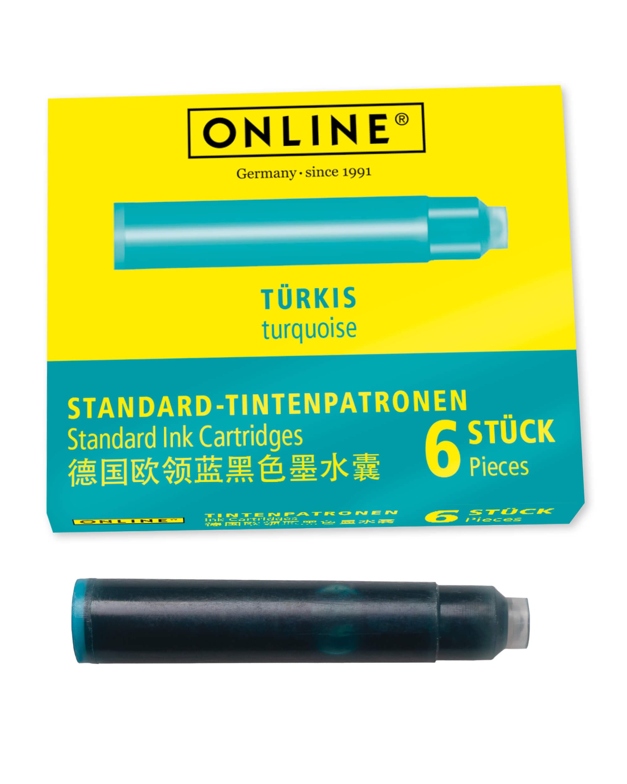Online Standard Ink Cartridge 17224/24 - Turquoise Ink | 6 Pack | Compatible with Standard Fountain Pens 1