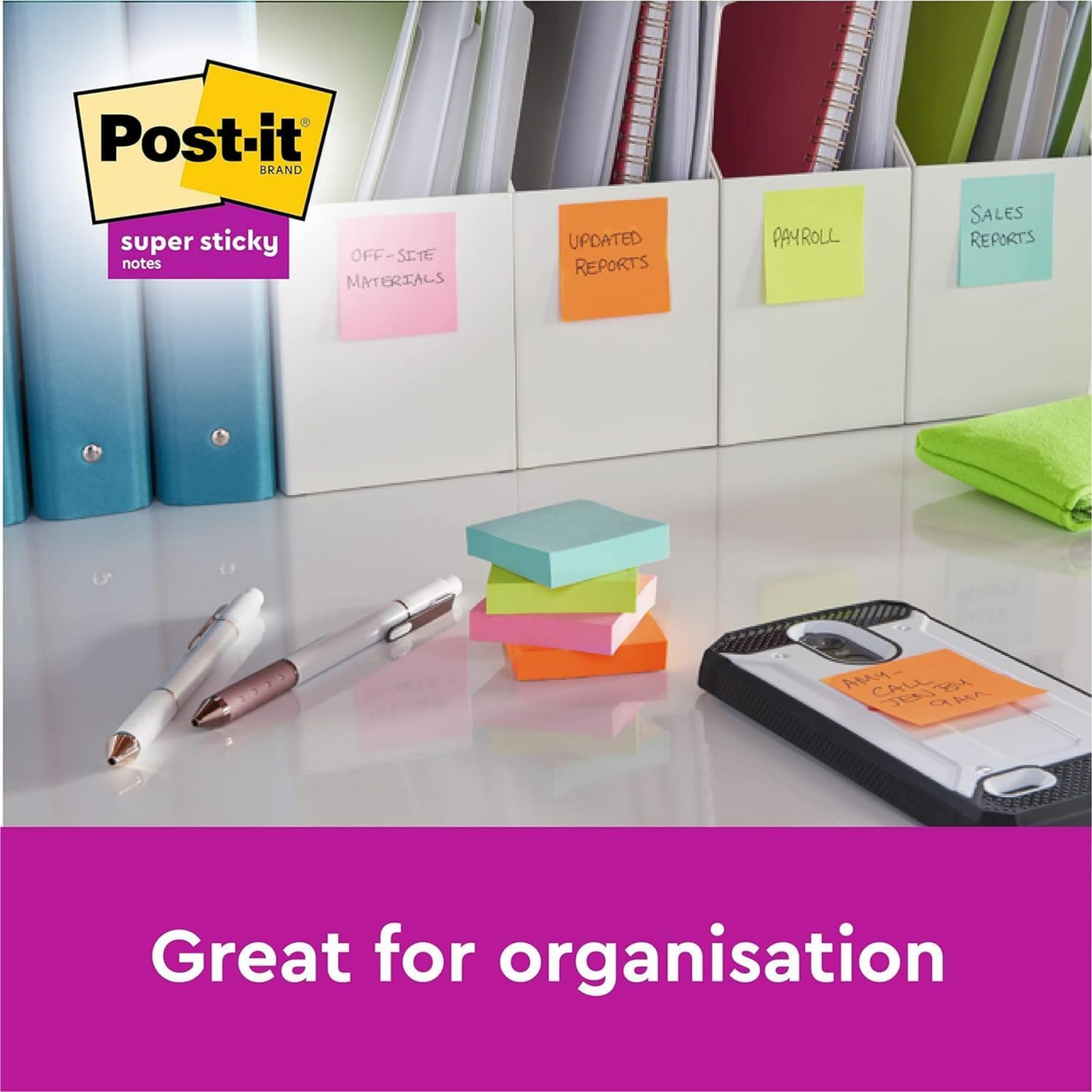 Post-it Super Sticky Notes - Carnival Colour Collection | 76 mm x 76 mm | 6 Pads of 90 Sheets 4