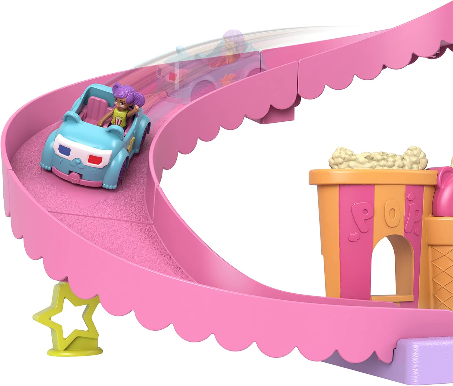Polly Pocket Pollyville Drive-In Movie Theatre Playset - 3-Floor Interactive Playset with Micro Dolls & Car, Ages 4+ 3