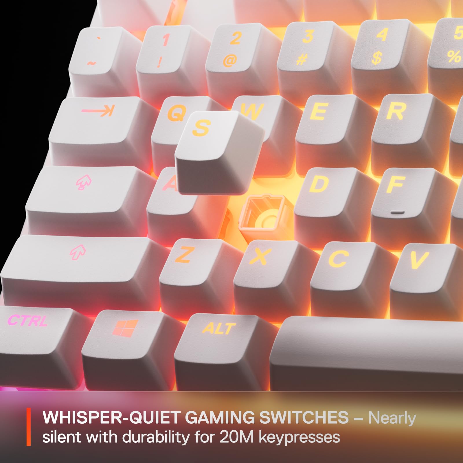SteelSeries Apex 3 TKL White RGB Gaming Keyboard - UK Layout - 8-Zone RGB - Whisper-Quiet Switches - Water Resistant 7