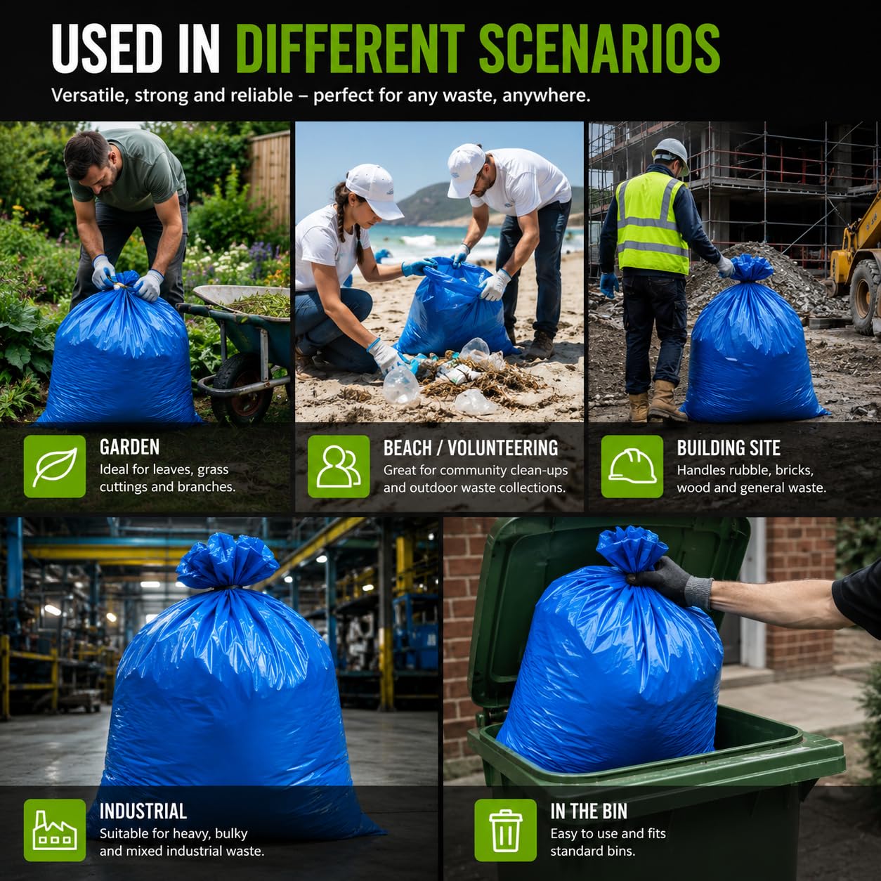 EcoBag Rubble Sacks - Heavy Duty Bin Liners | 40 Litre Capacity | 20 Count 3