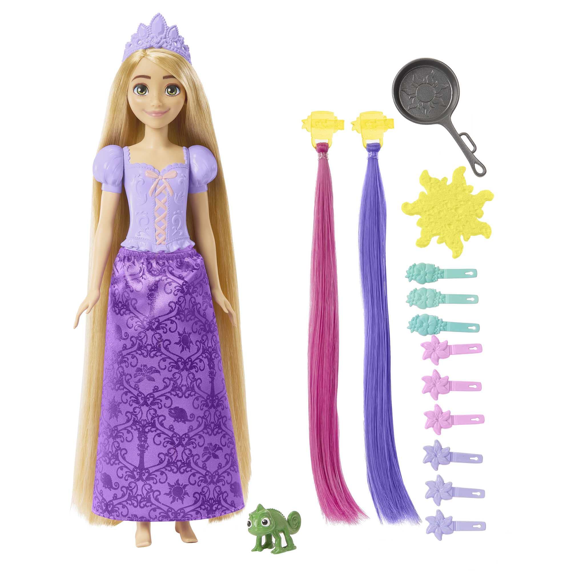 Mattel Disney Princess Rapunzel Doll - Color-Change Hair Extensions & 12 Accessories | Ages 3+