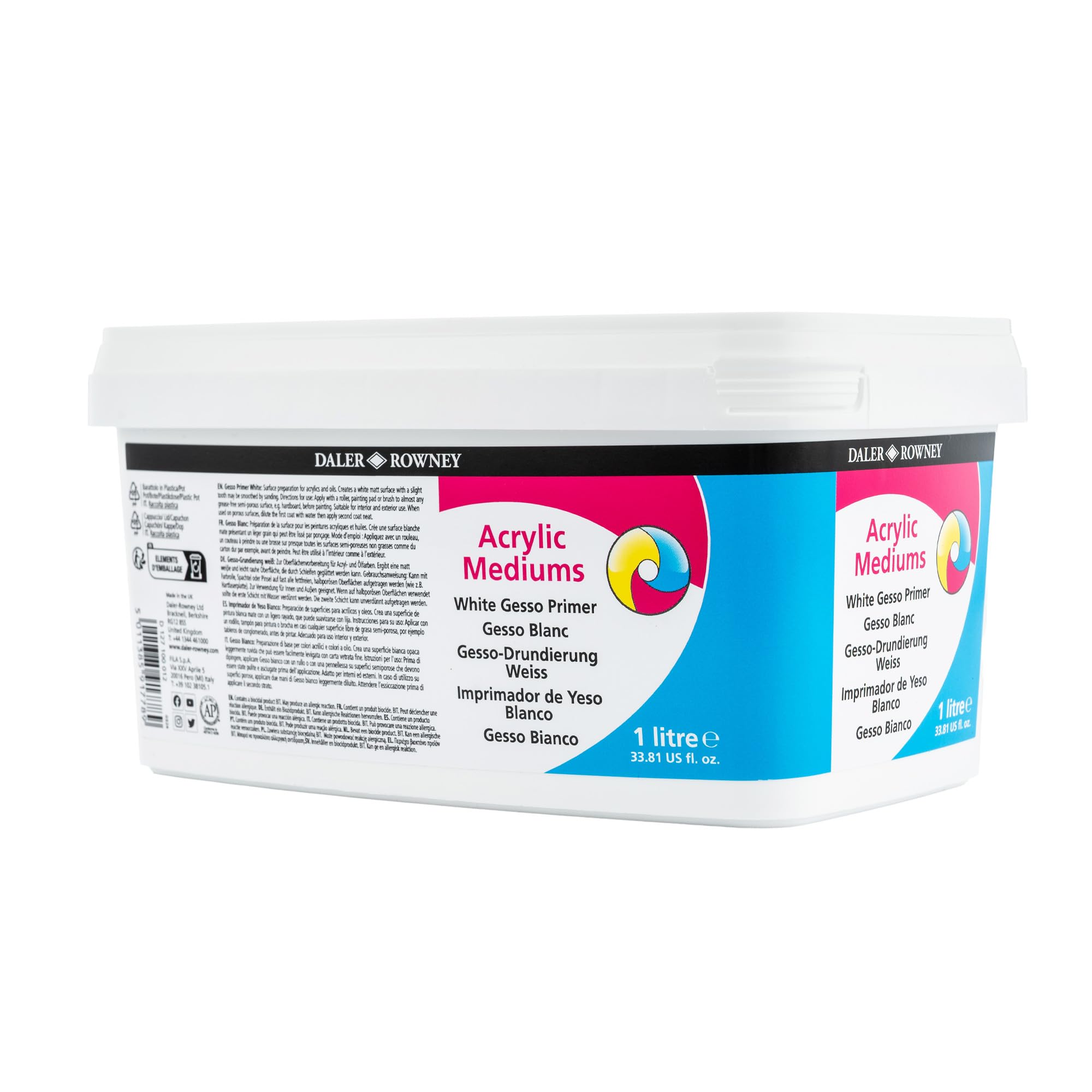 Daler Rowney System3 White Acrylic Gesso Primer - 1L Bottle | Fast-Drying | Interior/Exterior Use 2
