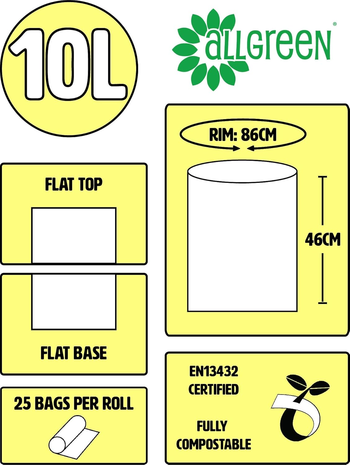 All-Green Compostable Liners for 10L Kitchen Caddy (75 Bags, Star Base Design) 3