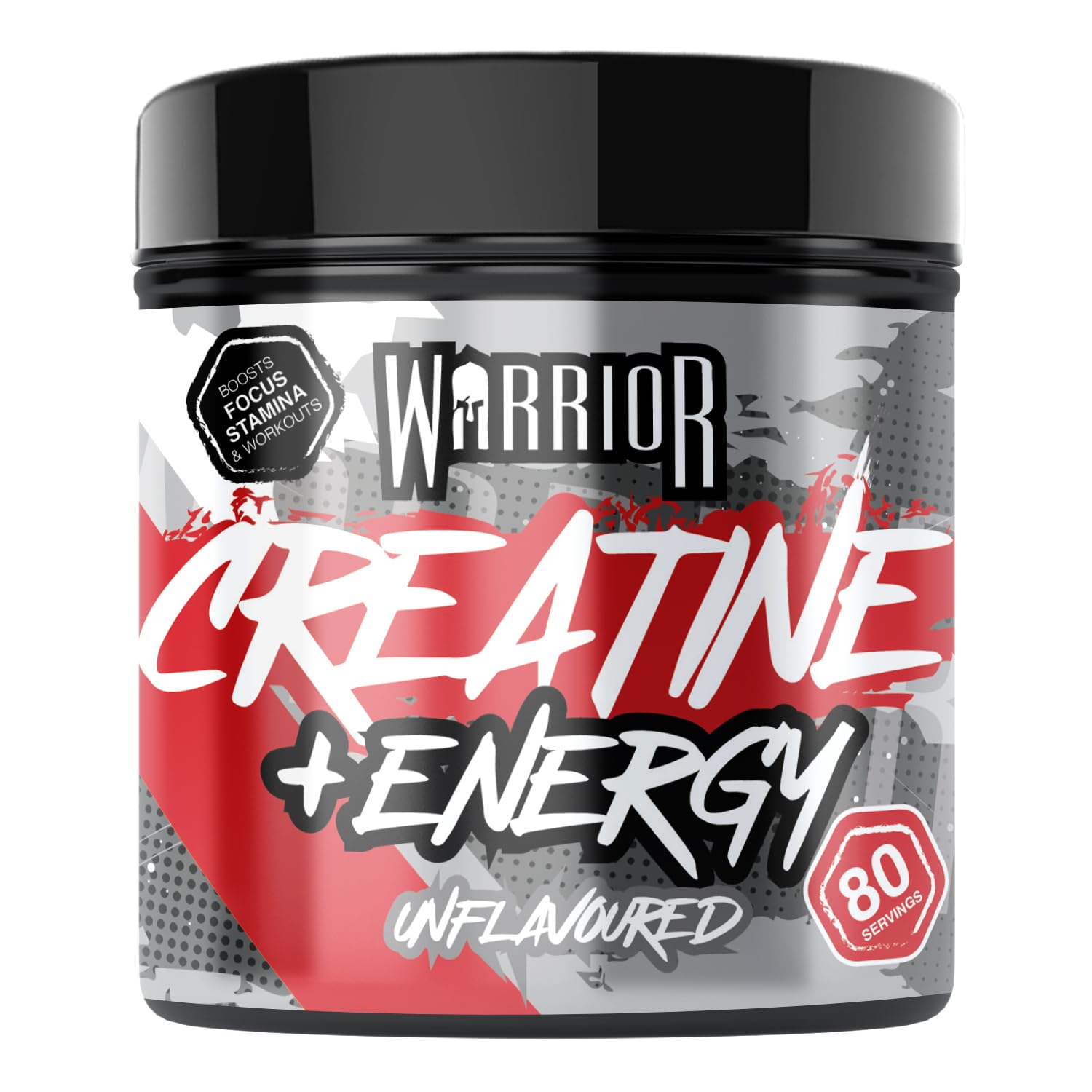 Warrior Creatine Monohydrate Powder + Energy - 360g (80 Servings) | Muscle Growth & Focus