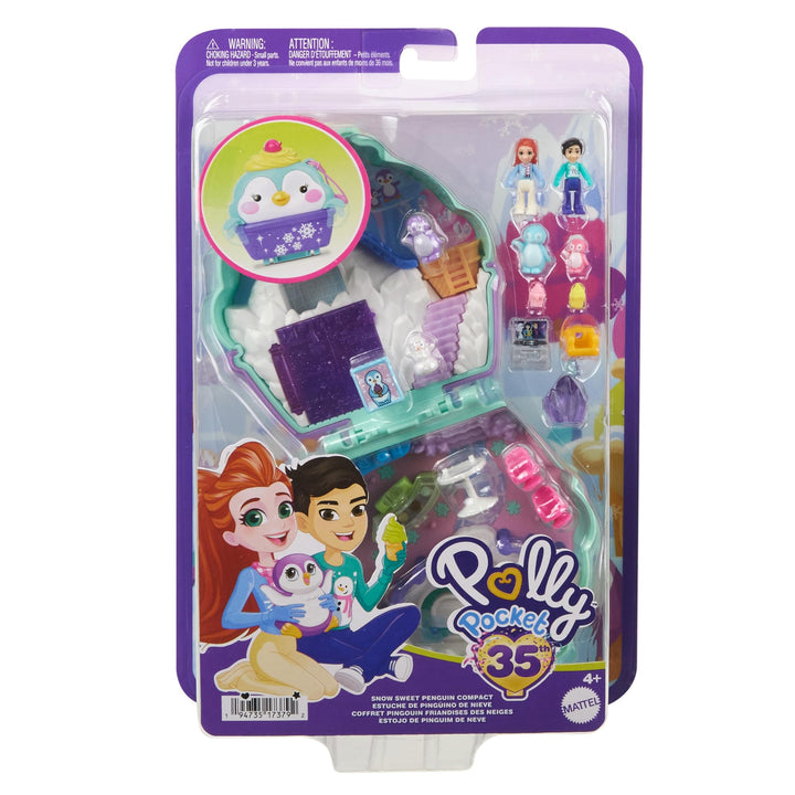 Polly Pocket Snow Sweet Penguin Compact Playset - 13 Accessories & 6 Storytelling Features, Ages 4+