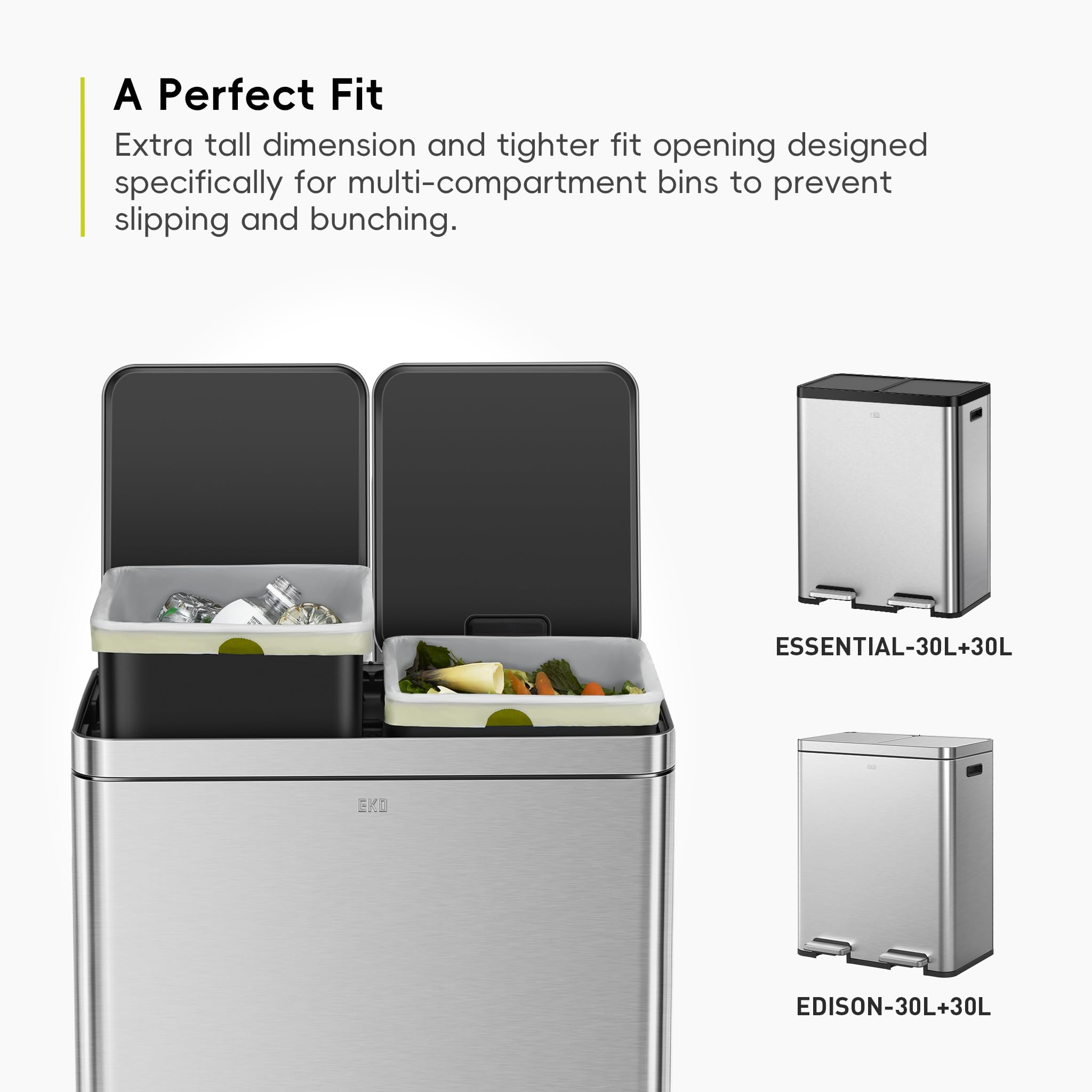 EKO Heavy Duty 18-30L Drawstring Bin Bags, Leakproof & Tear-Resistant Kitchen Bin Liners, 49 x 70 cm, 20 Count, Code F-1 3