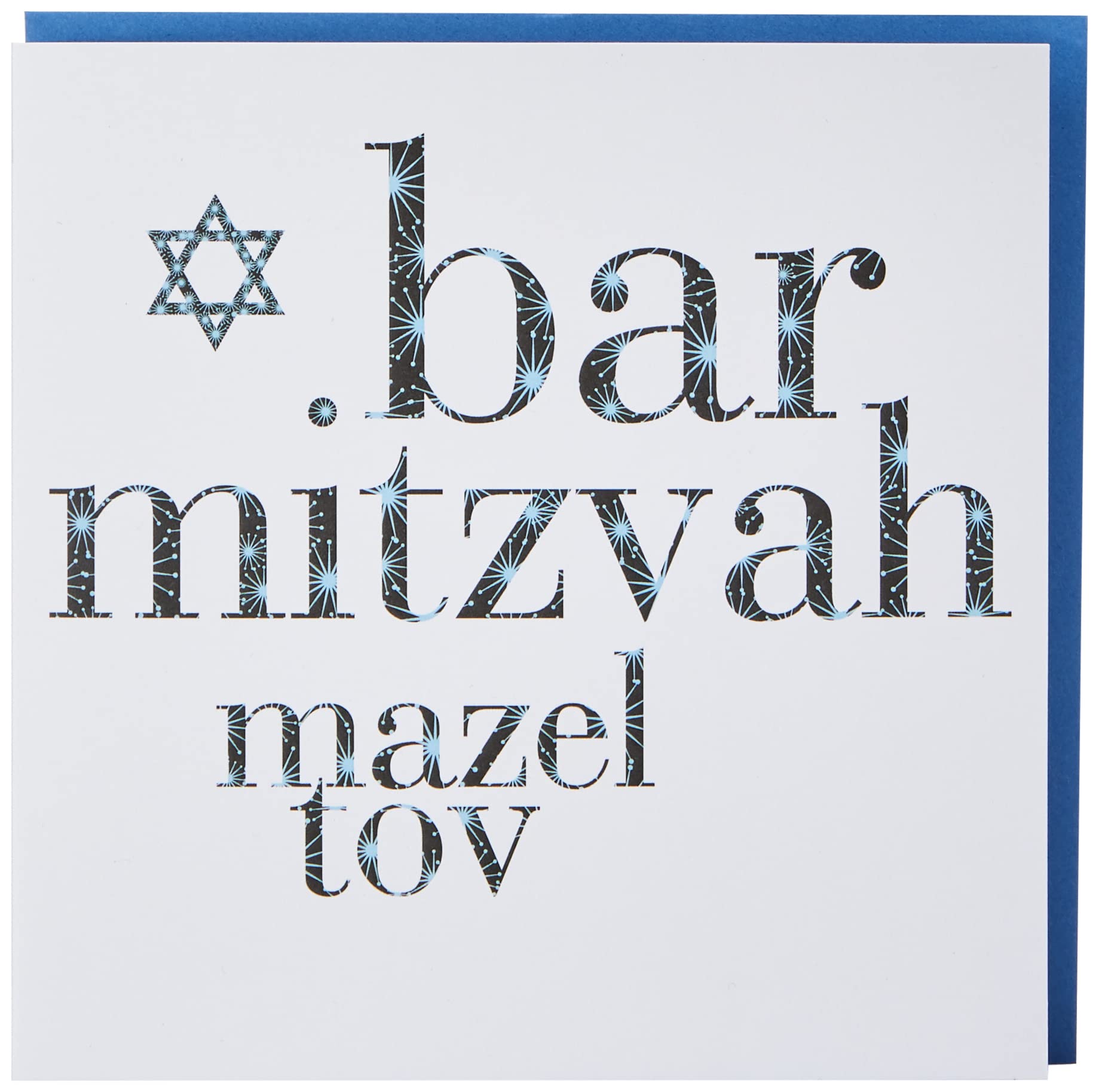 Claire Giles Greeting Cards Toast Blue Pattern Bar Mitzvah Card - 150x150mm | Heavy 350gsm Card Stock