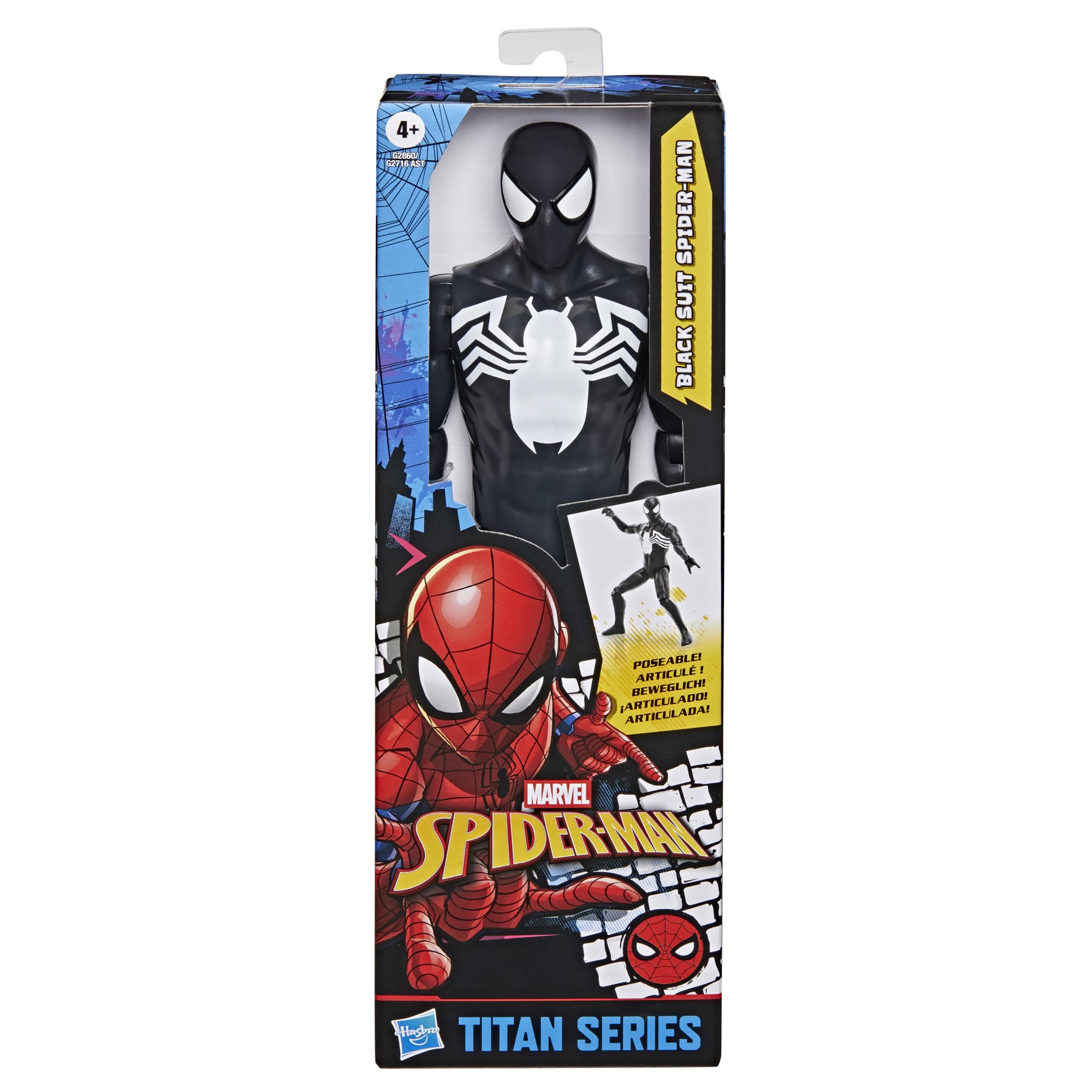 SPIDER-MAN Titan Series Black Suit Spider-Man Action Figure - 30-cm Scale | 11 Points of Articulation 5