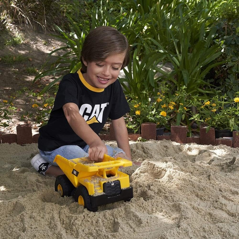CAT Construction Dump Truck Vehicle - 10-inch Articulated Bed | Ages 2-6 | Yellow Plastic 4
