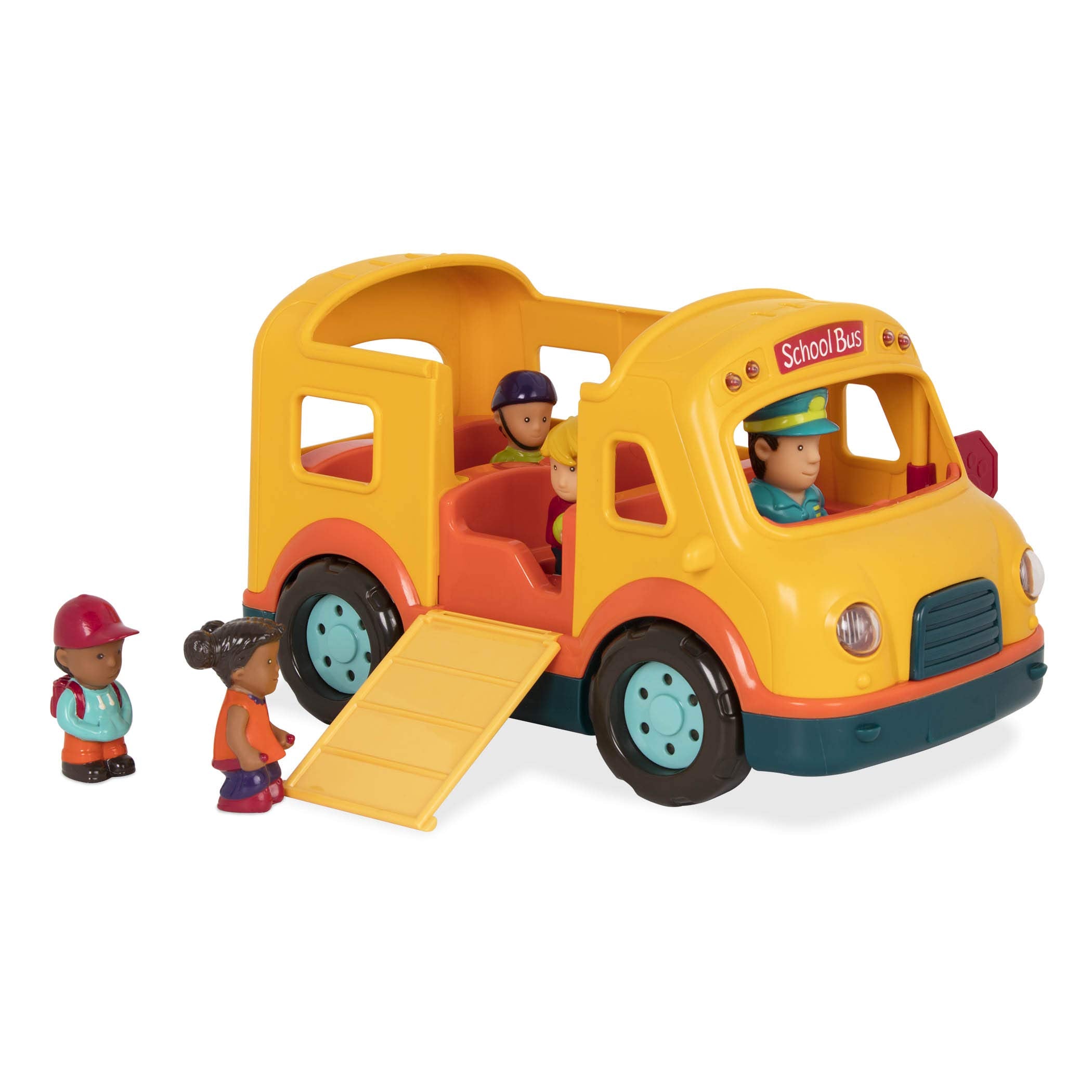 Battat Light & Sound School Bus Toy with Driver and 4 Passengers - Educational Vehicle Playset for Toddlers 18M+ 6