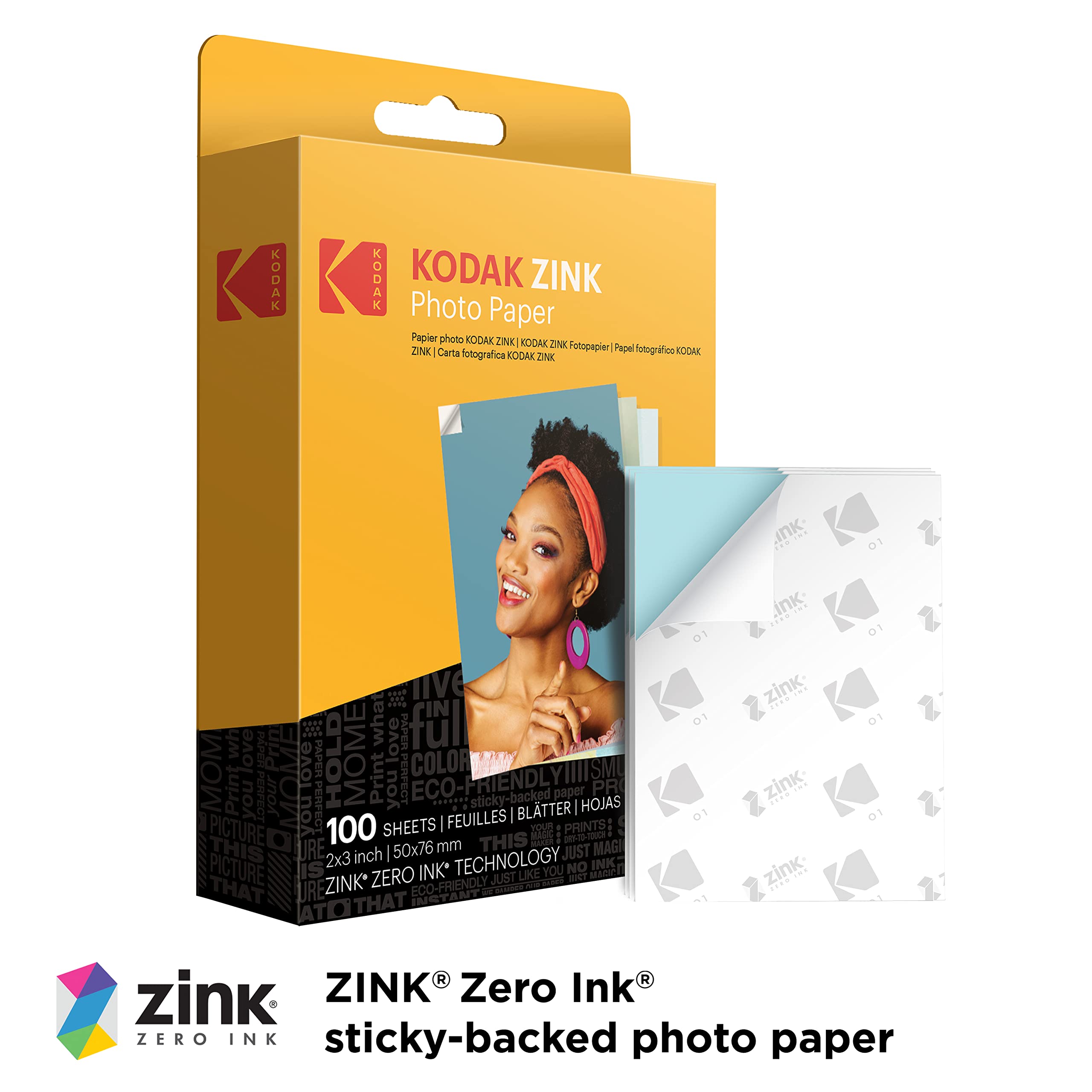 KODAK Premium Zink Photo Paper - 2"x3" | 100 Sheets | Glossy Finish