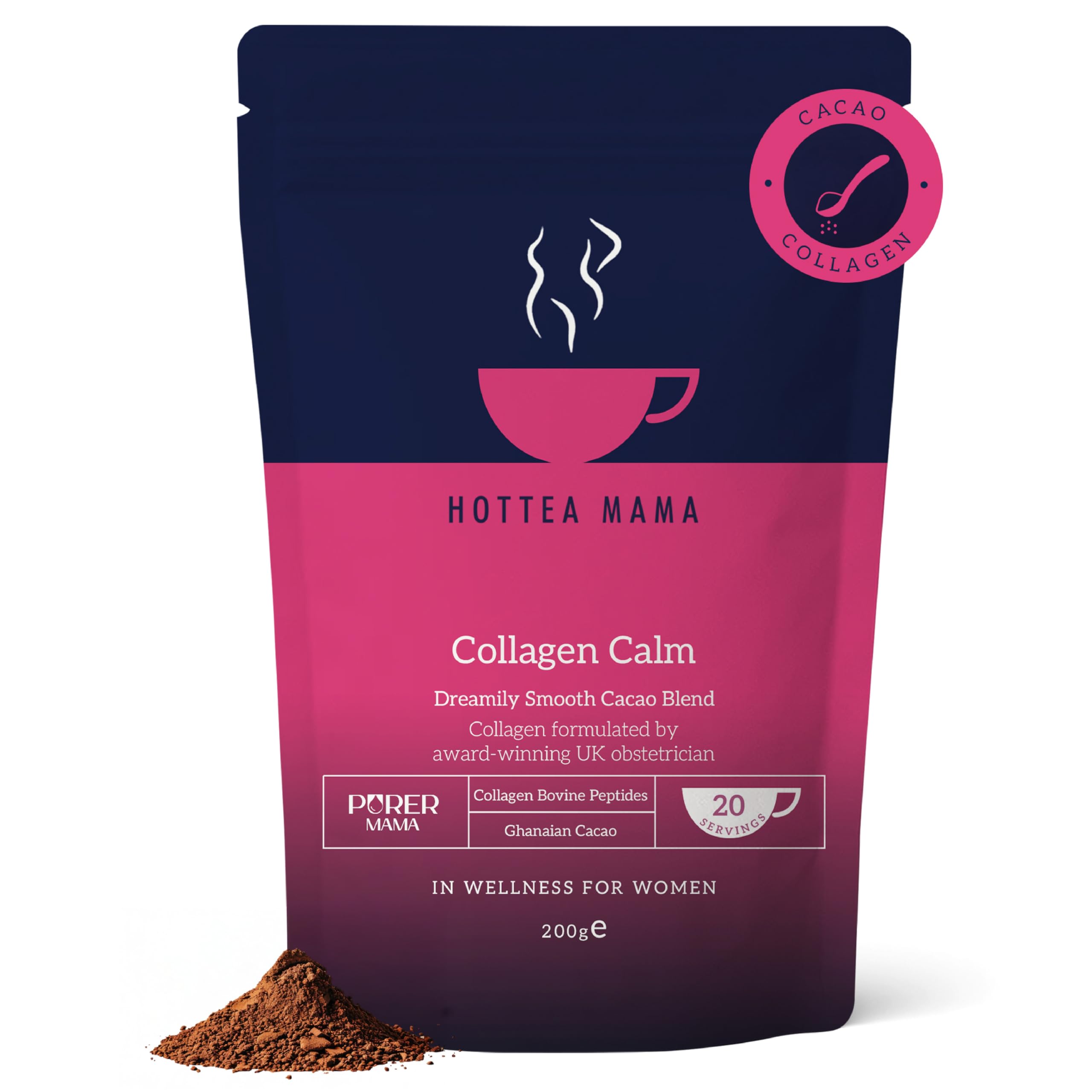 HOTTEA MAMA Collagen Calm Hot Chocolate Powder - Skin, Hair & Nails Support | 200g 1