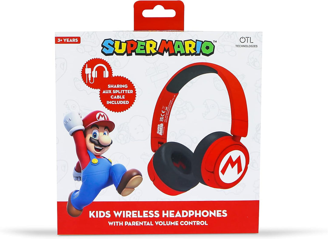 OTL Technologies SM1016 Super Mario Wireless Kids Headphones - Red