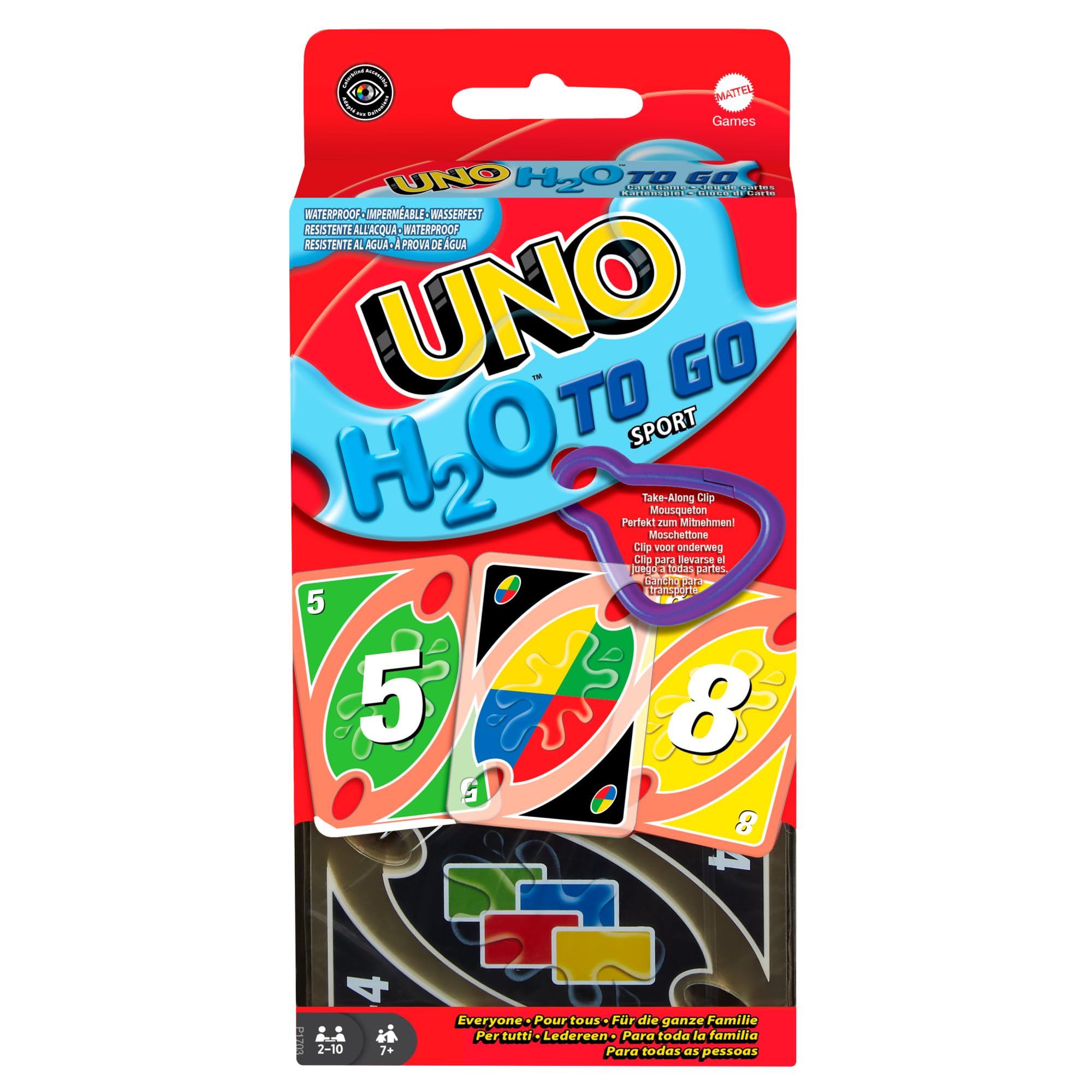 Mattel Games UNO H2O To Go Card Game - Water Resistant Plastic Cards | 108 Cards | Unisex Children 2