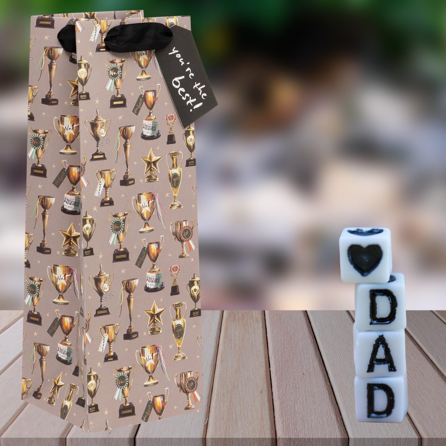 Glick Father's Day Bottle Gift Bag - 'You're the Best' Design | 36x12.5x12 cm | 210GSM Paper