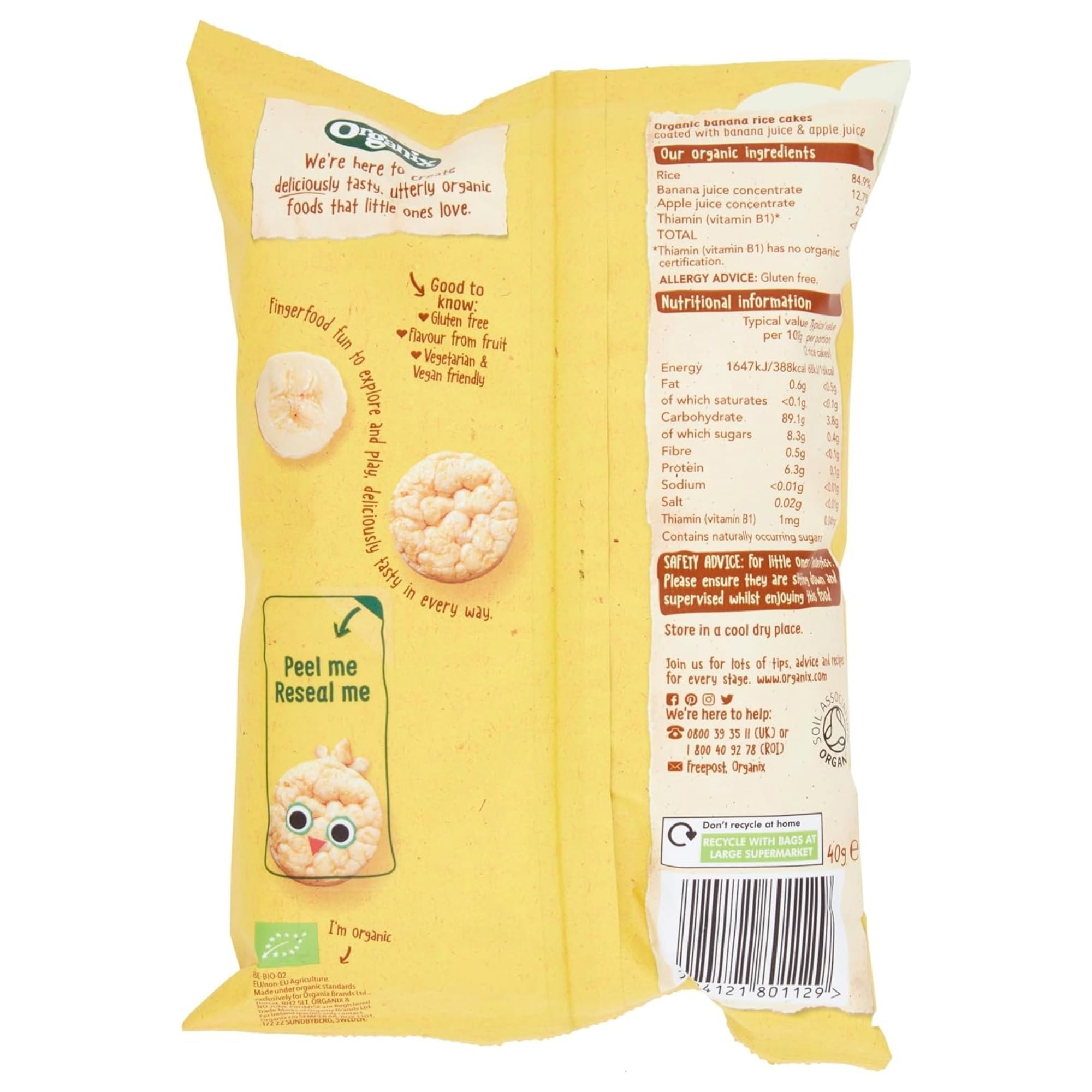 Organix Banana Rice Cake Clouds - Organic Baby Snack | 7+ Months | 40g Pack of 6 5