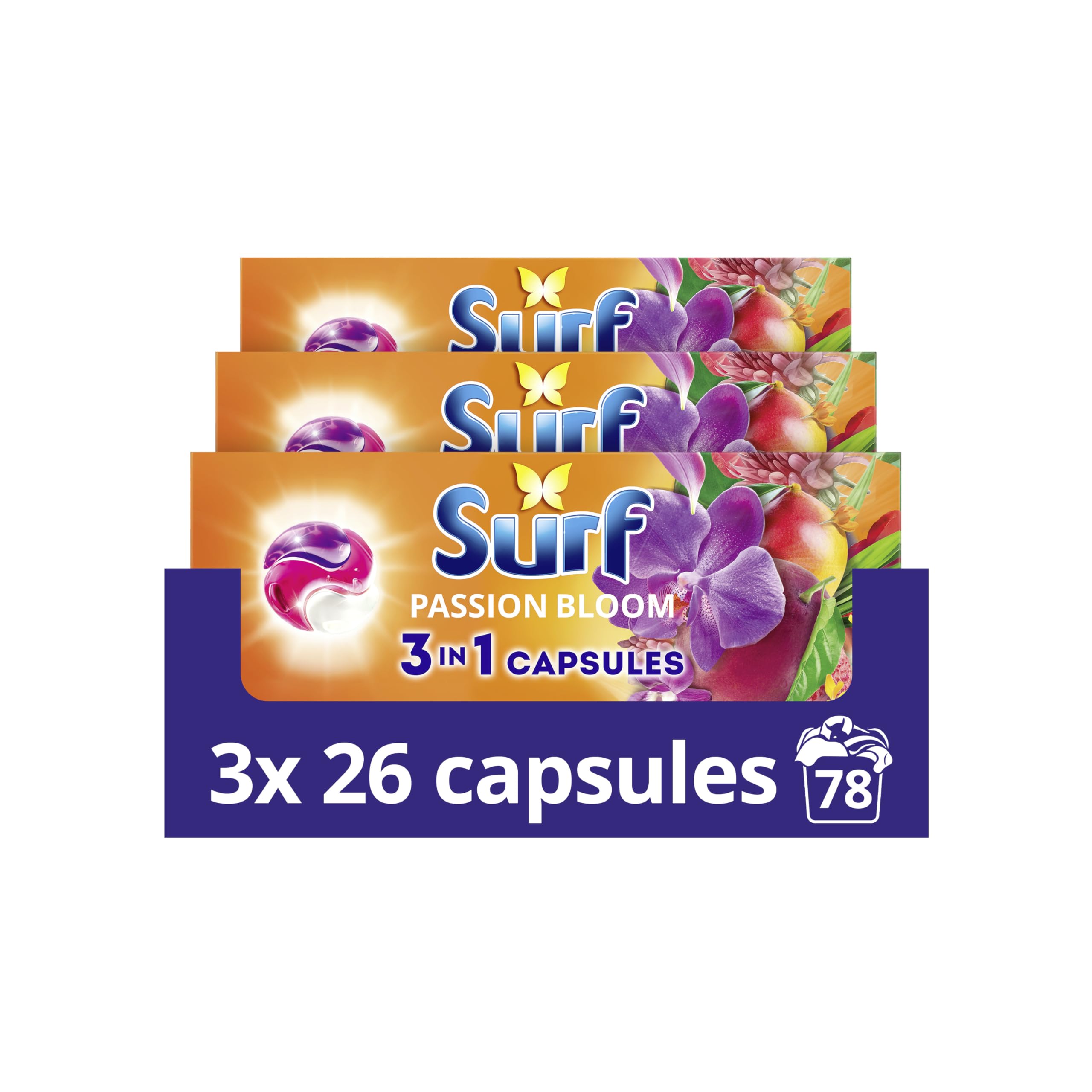 Surf Passion Bloom Laundry Detergent Capsules 3-in-1 (78 Washes)