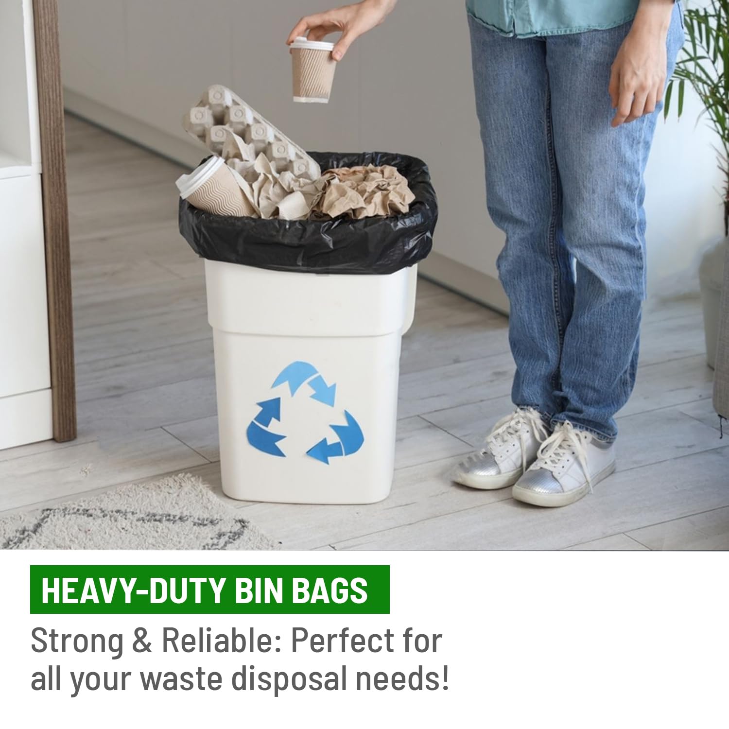 Delka Heavy Duty Black Bin Bags – 50L Capacity, 25 Micron Thick, Leak-Proof – Pack of 50 6
