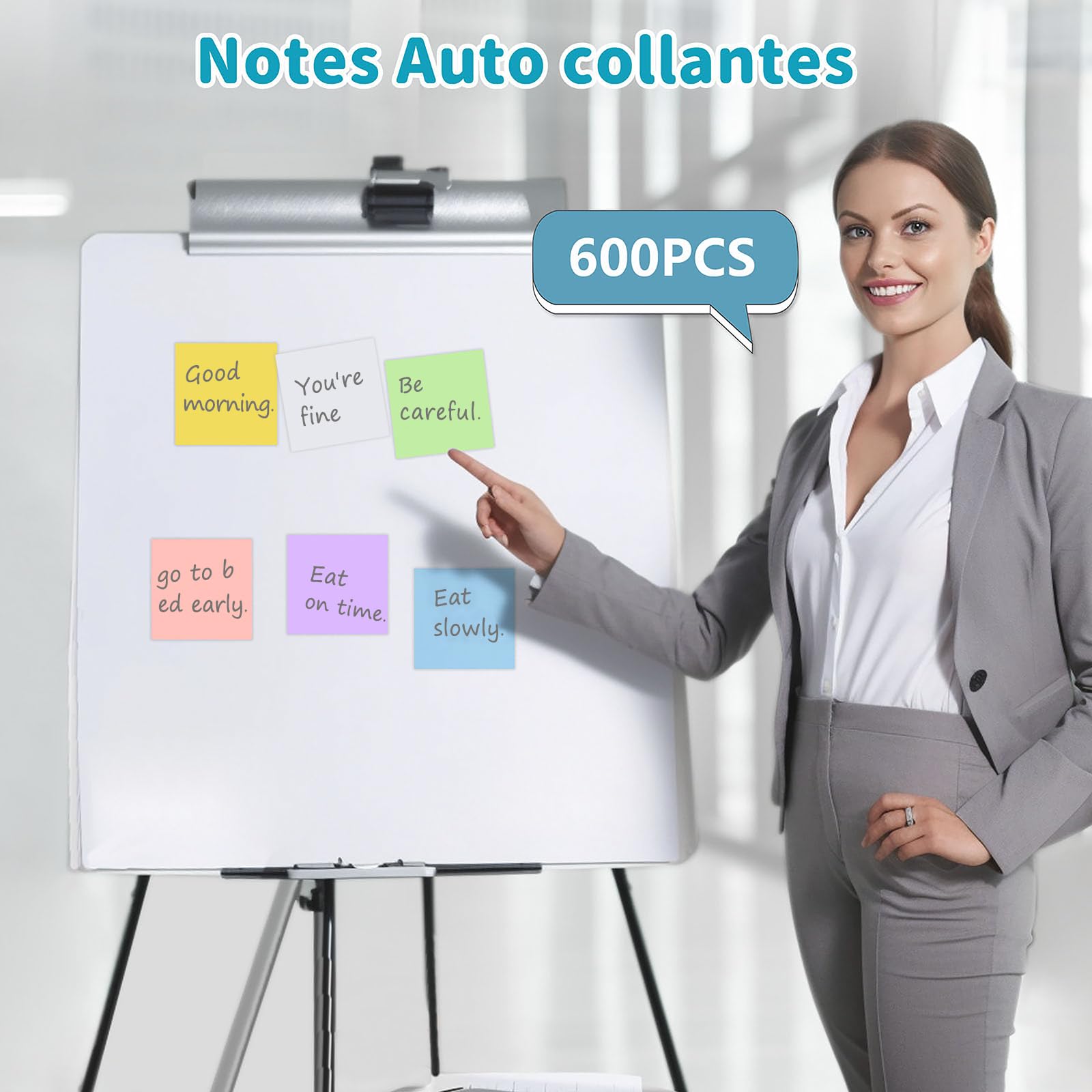 MOXYOY Super Sticky Pastel Self-Stick Notes - 600 Sheets | 76x76mm | 6 Colors 2