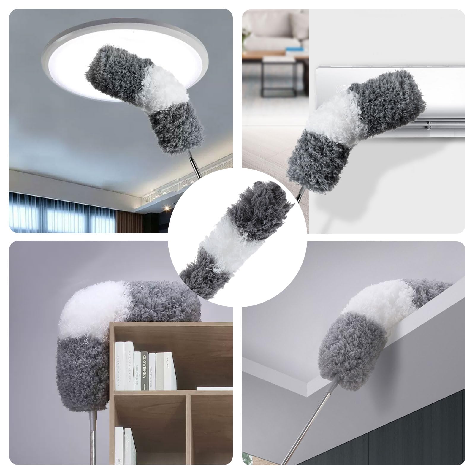 ASelected Extendable Microfiber Duster - Telescoping Stainless Steel Pole up to 2.75M | Bendable Head | Washable 7