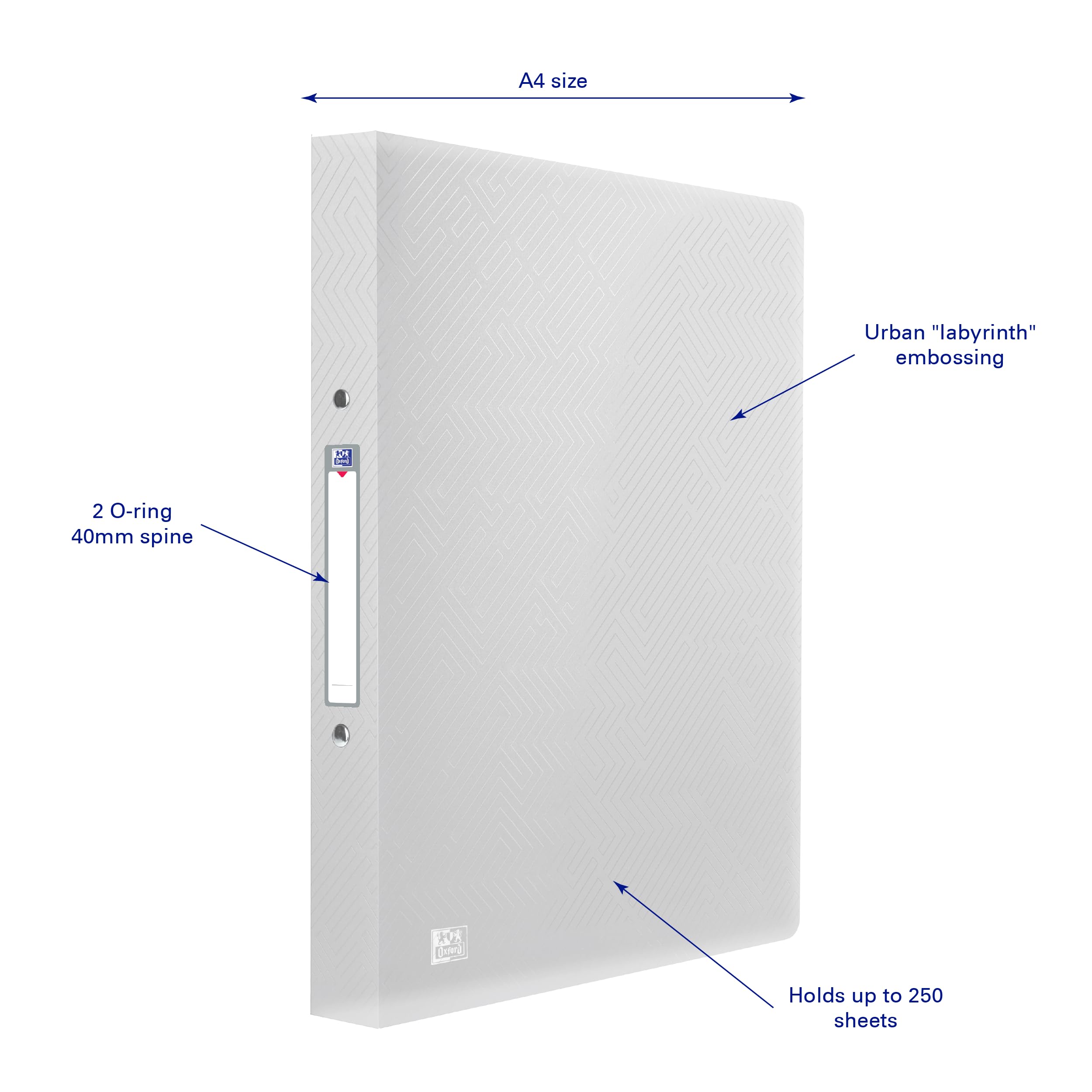 Oxford A4 Flexible O-Ring Binder - 25mm Capacity, Translucent Clear Finish | Polypropylene