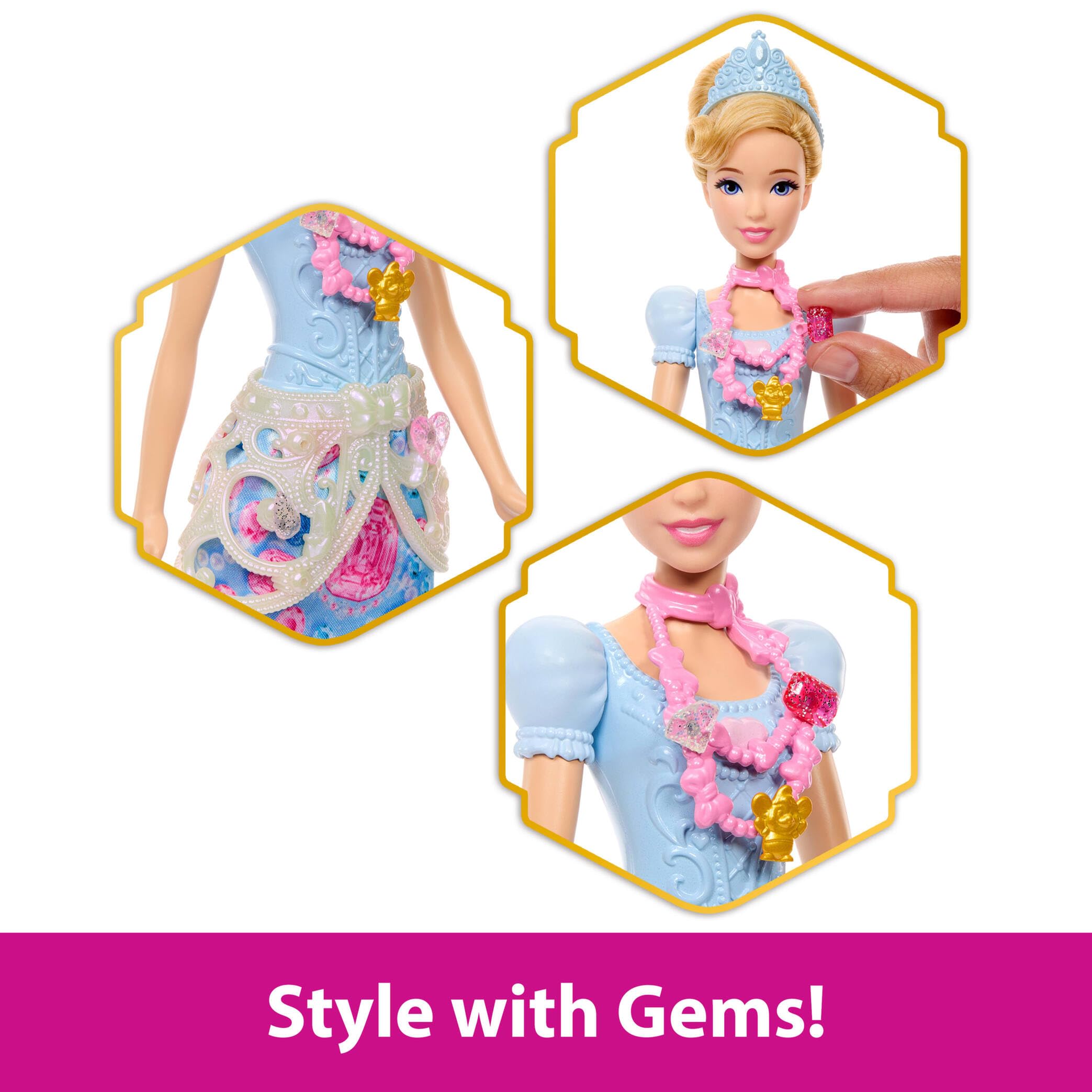 Mattel Disney Princess Jewel Reveal Cinderella Doll - Ages 3+ | Multicolor | Plastic 5