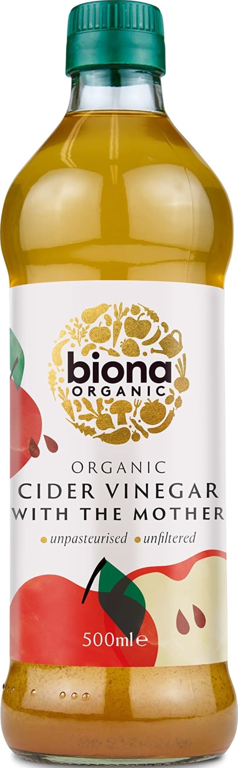 Biona Organic Apple Cider Vinegar - Unpasteurised, Unfiltered, 500ml