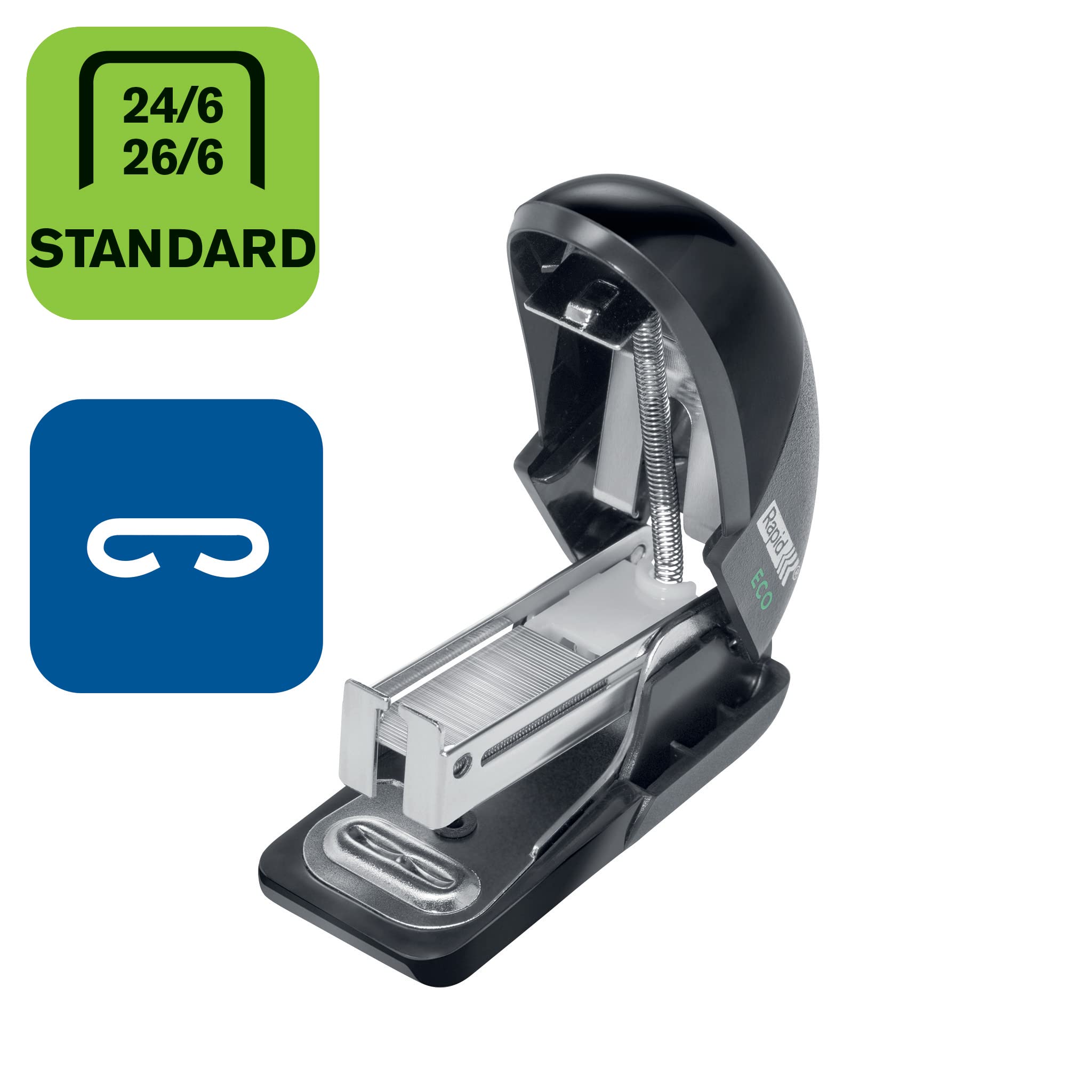 Rapid ECO Mini Desktop Stapler - 10 Sheet Capacity | 95% Recycled Plastic | Black